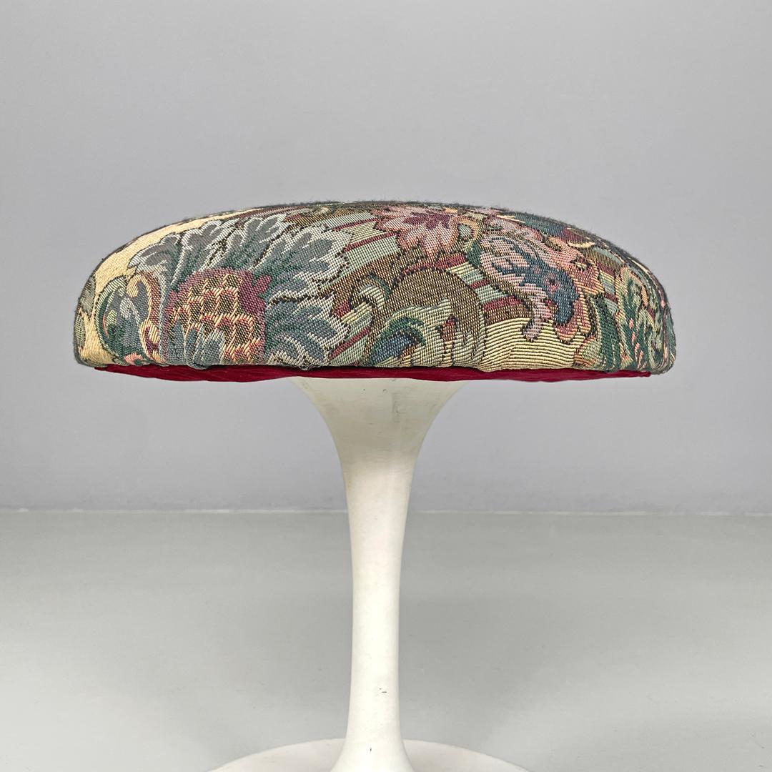 Metallo Sgabello rotondo moderno americano in tessuto floreale Tulip di Eero Saarinen per Knoll anni '70 in vendita