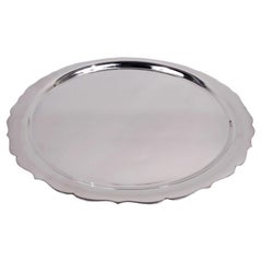 American Modern Georgian Sterling Silver Tray with Ogee Piecrust Rim