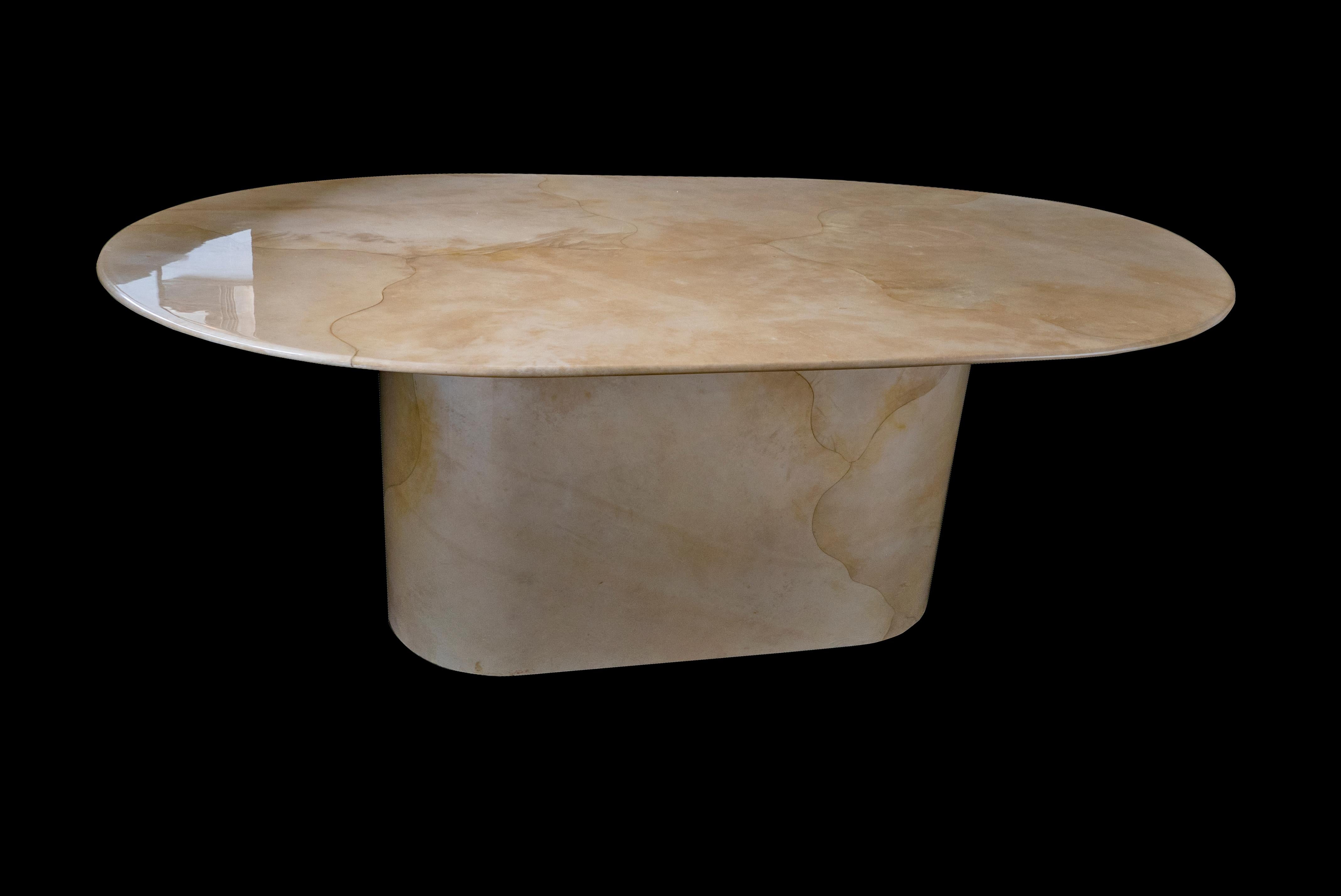 American Modern Goatskin Dining Table, Sally Sirkin Lewis In Good Condition For Sale In Hollywood, FL