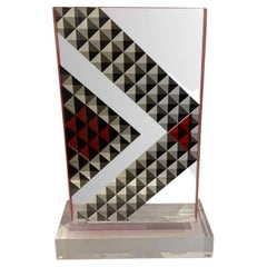 American Modern Hand Colored Monolithic Lucite Sculpture, Grace Absi