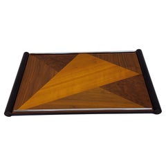 Amerikanisches modernes handgefertigtes Serviertablett aus Holz mit Intarsien, 1980er Jahre