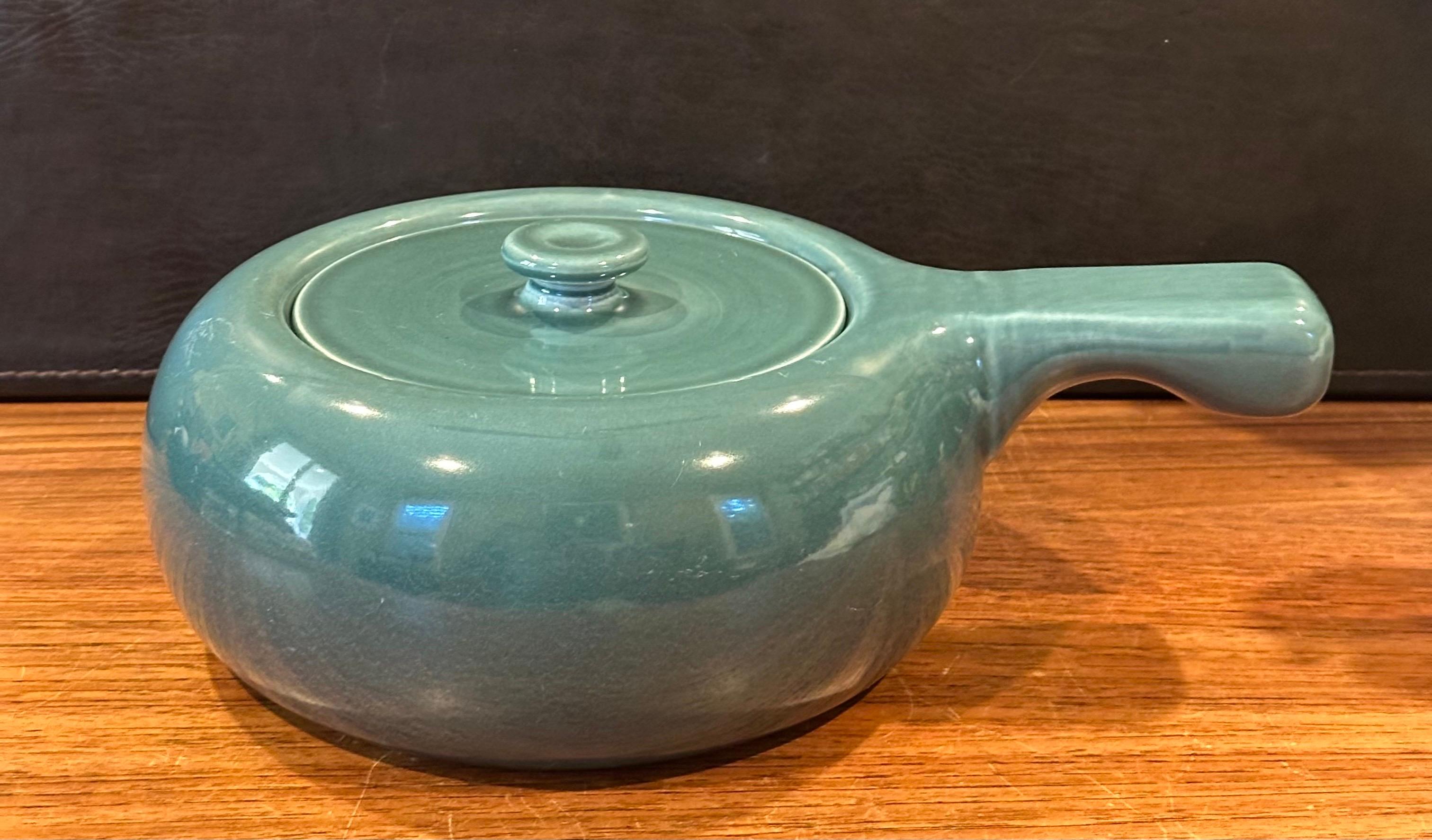 20th Century American Modern Handled Casserole in Sea Foam Green by Russel Wright Stubenville For Sale