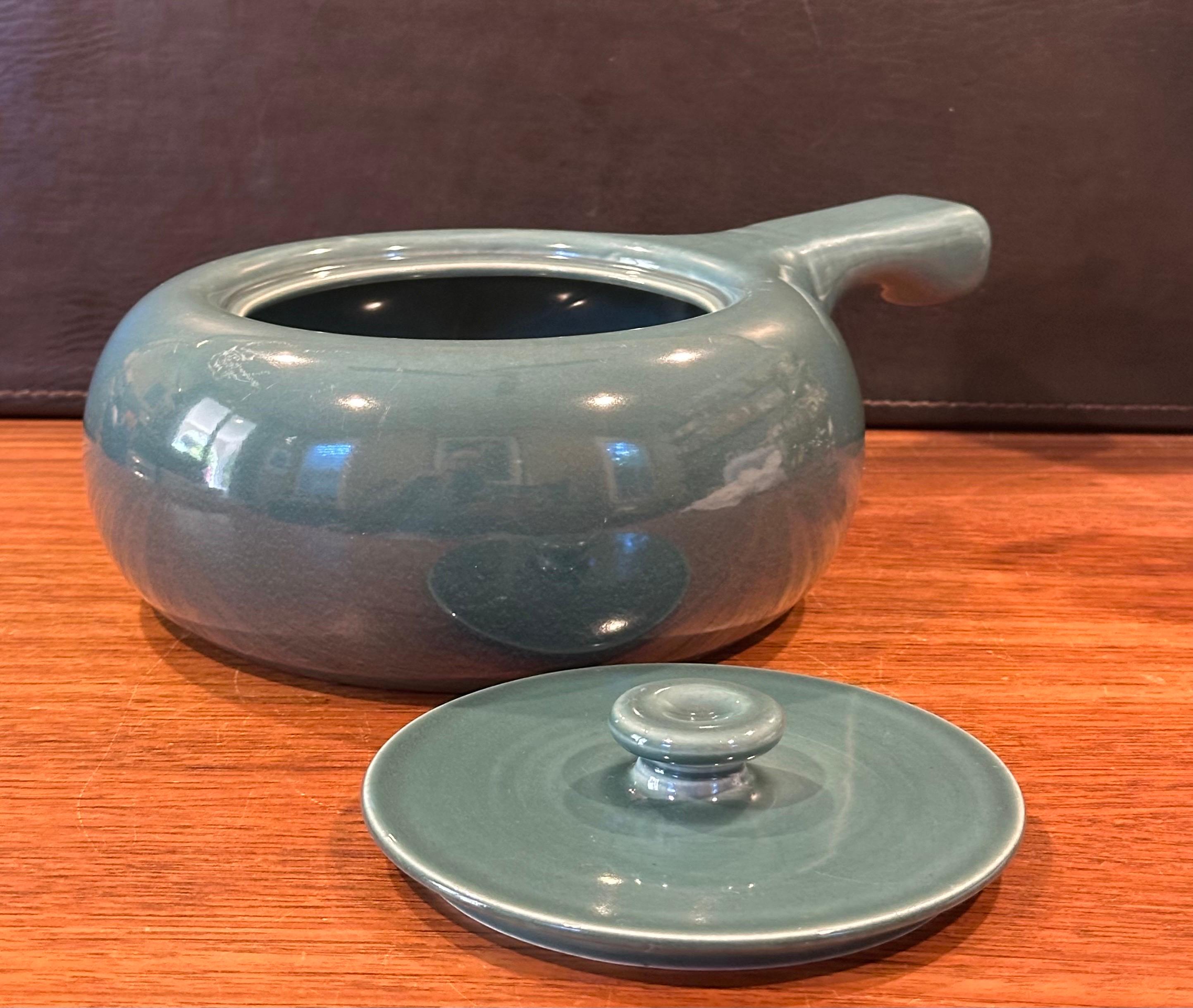 American Modern Handled Casserole in Sea Foam Green by Russel Wright Stubenville For Sale 1