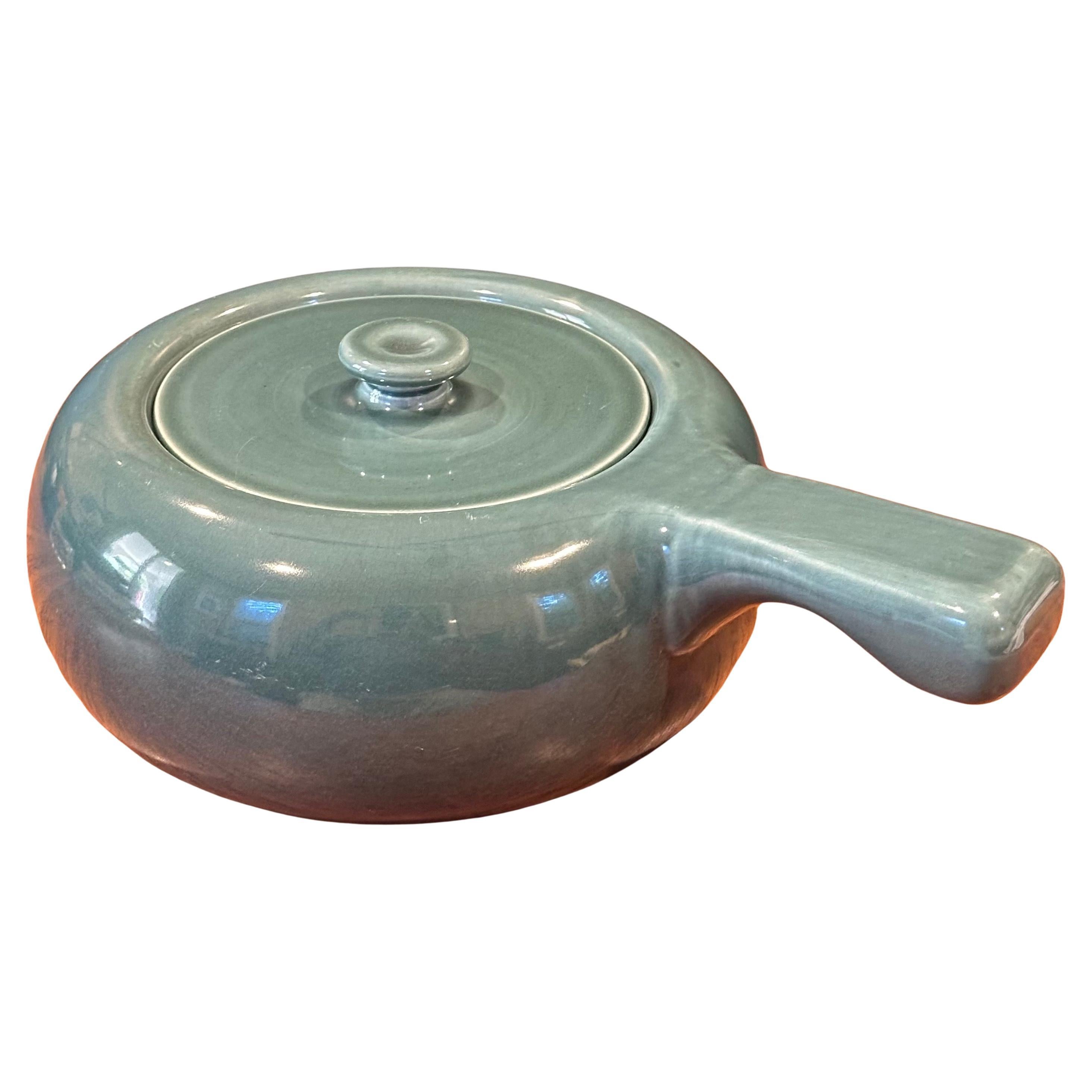 American Modern Handled Casserole in Sea Foam Green by Russel Wright Stubenville