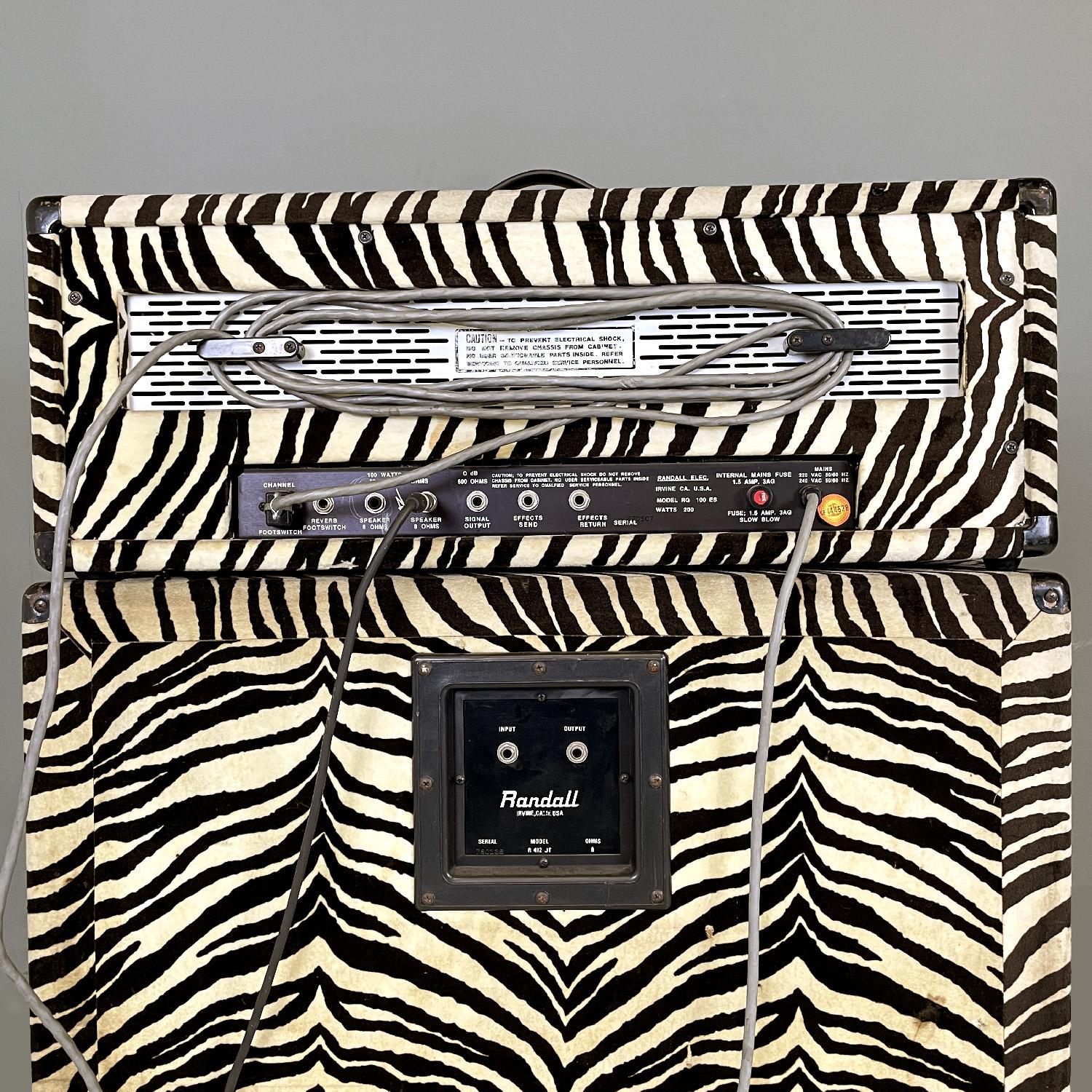 Metal American modern headboard and case by Randall with zebra animalier fabric, 1980s For Sale