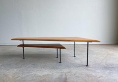 American Modern Iron and Oak Articulating Coffee Table