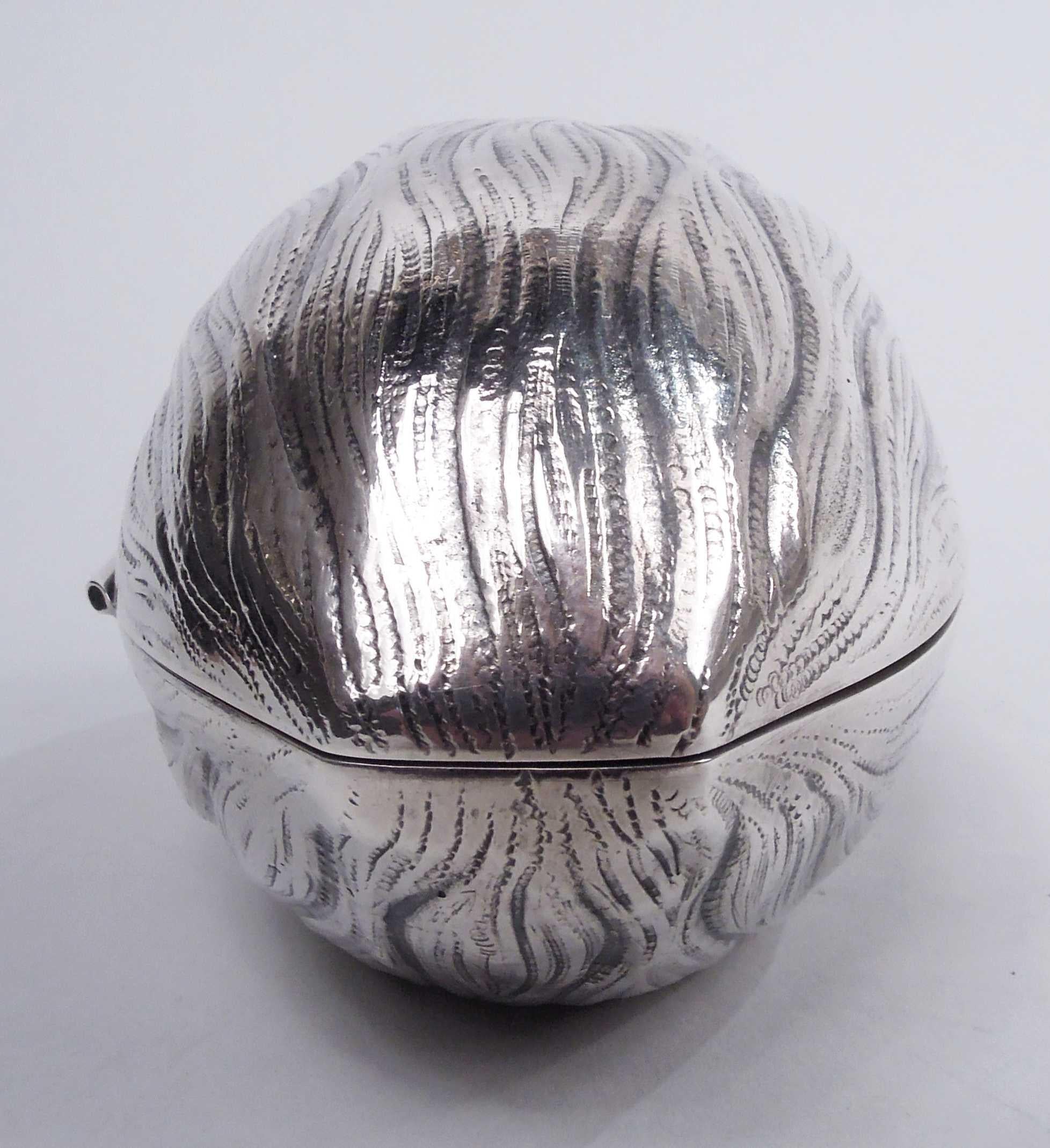 American Modern Judaica Sterling Silver Figurative Etrog Box In Good Condition In New York, NY