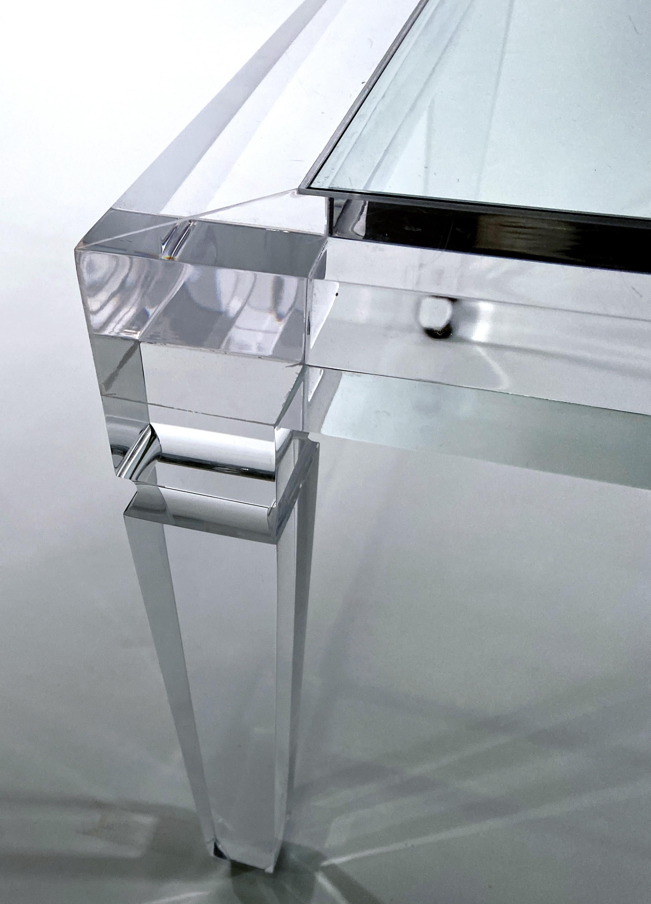 Cut Glass American Modern Lucite and Glass Cocktail Table, Charles Hollis Jones For Sale