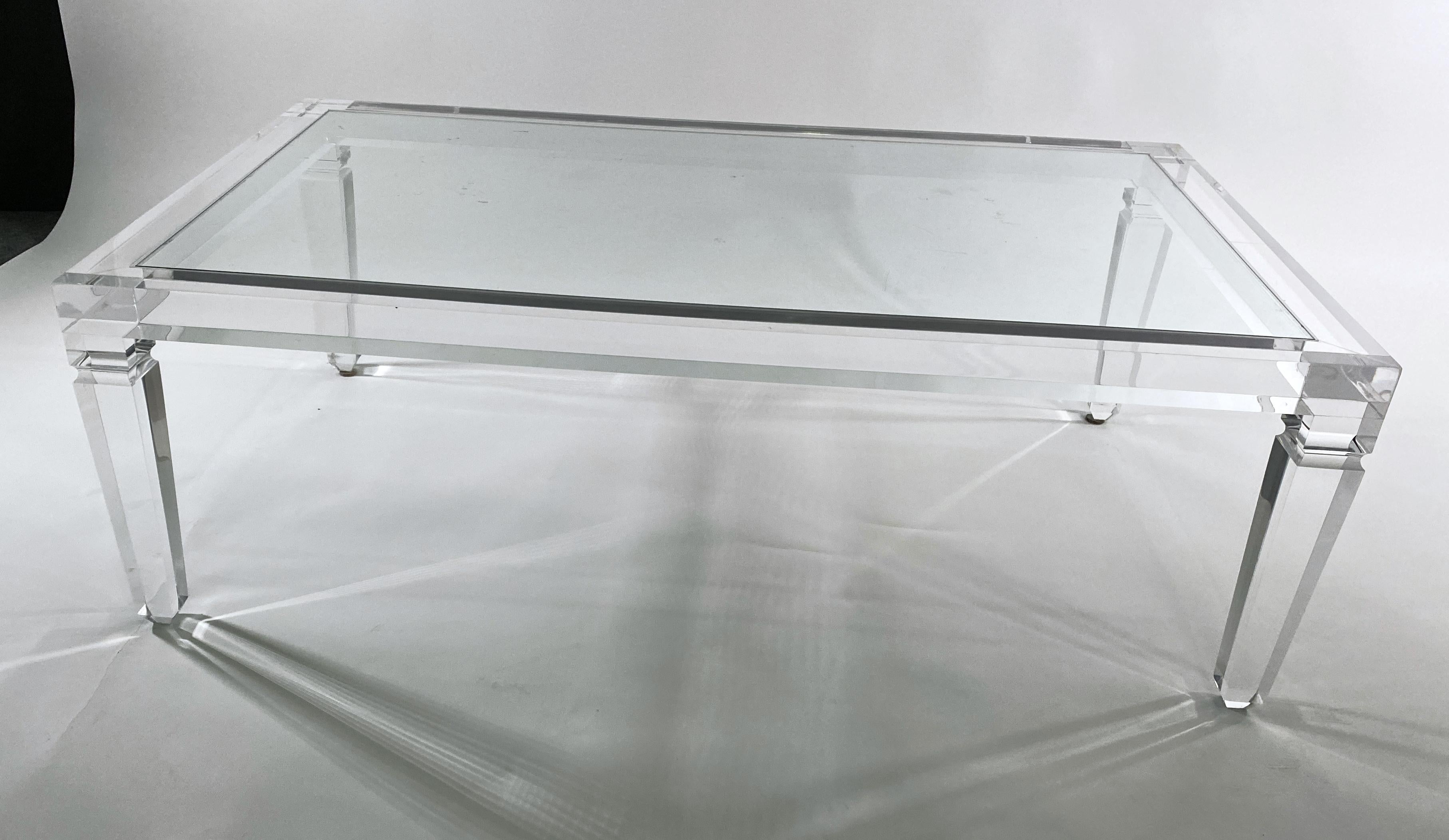 American Modern Lucite and Glass Cocktail Table, Charles Hollis Jones For Sale 2