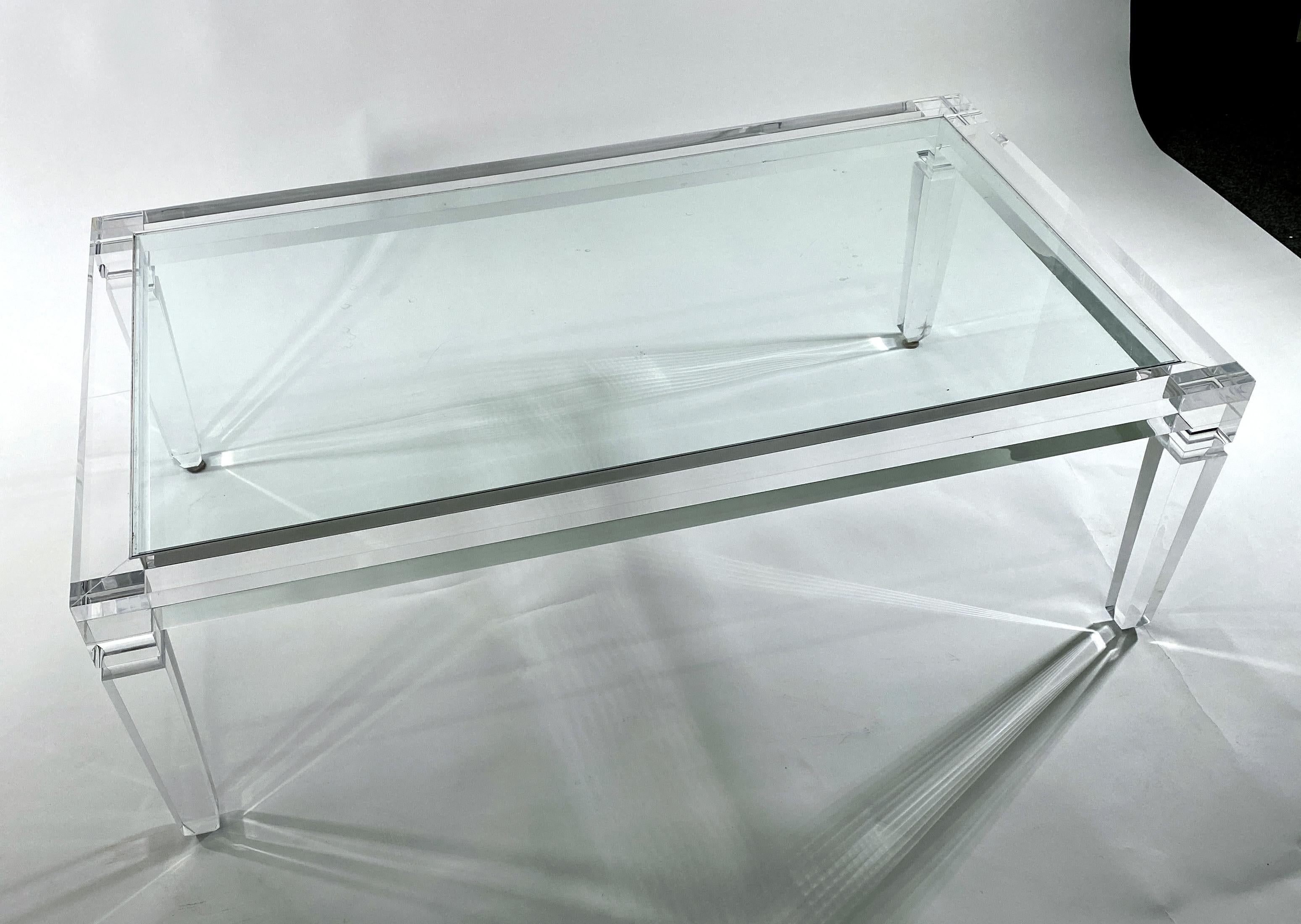 American Modern Lucite and Glass Cocktail Table, Charles Hollis Jones For Sale 3