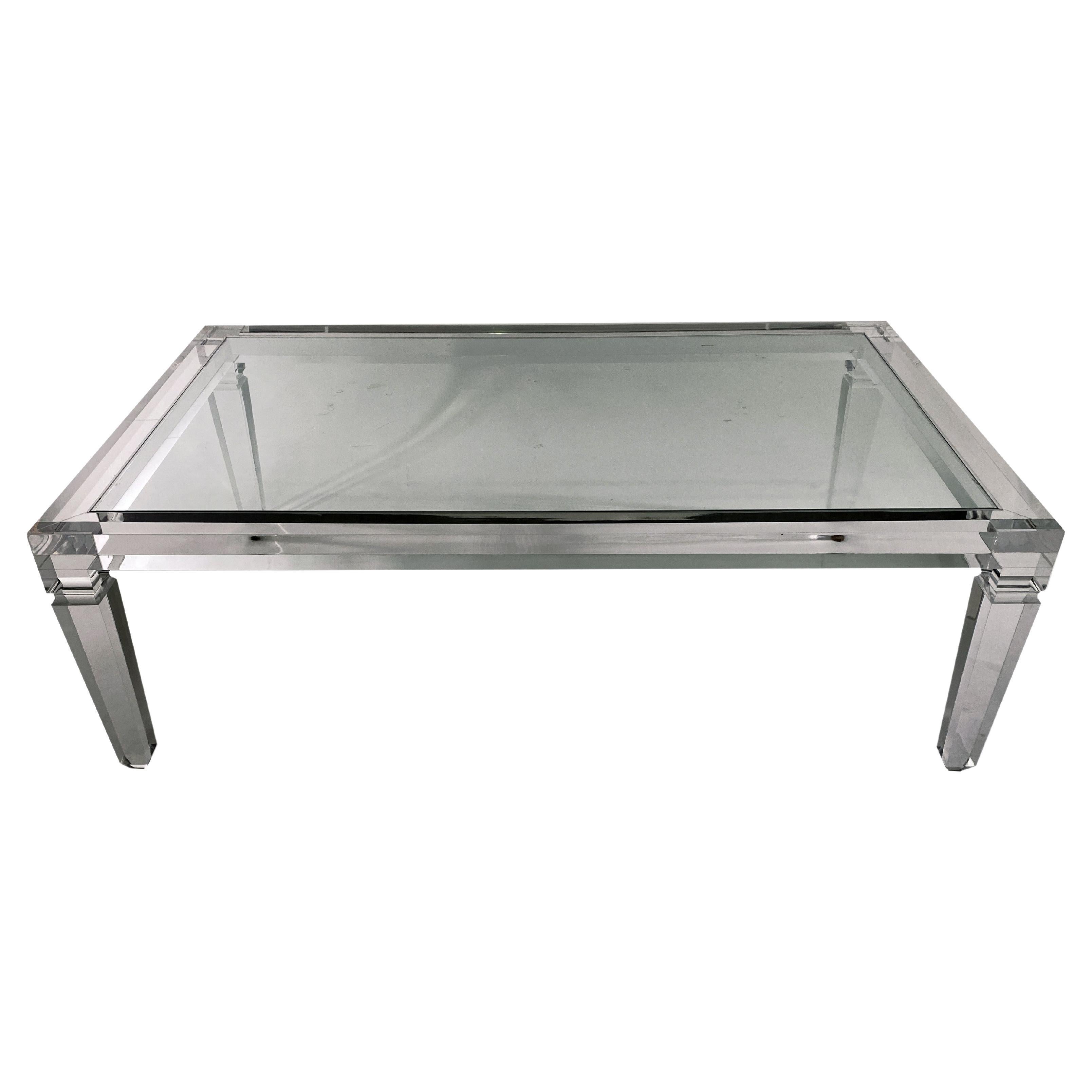 American Modern Lucite and Glass Cocktail Table, Charles Hollis Jones For Sale