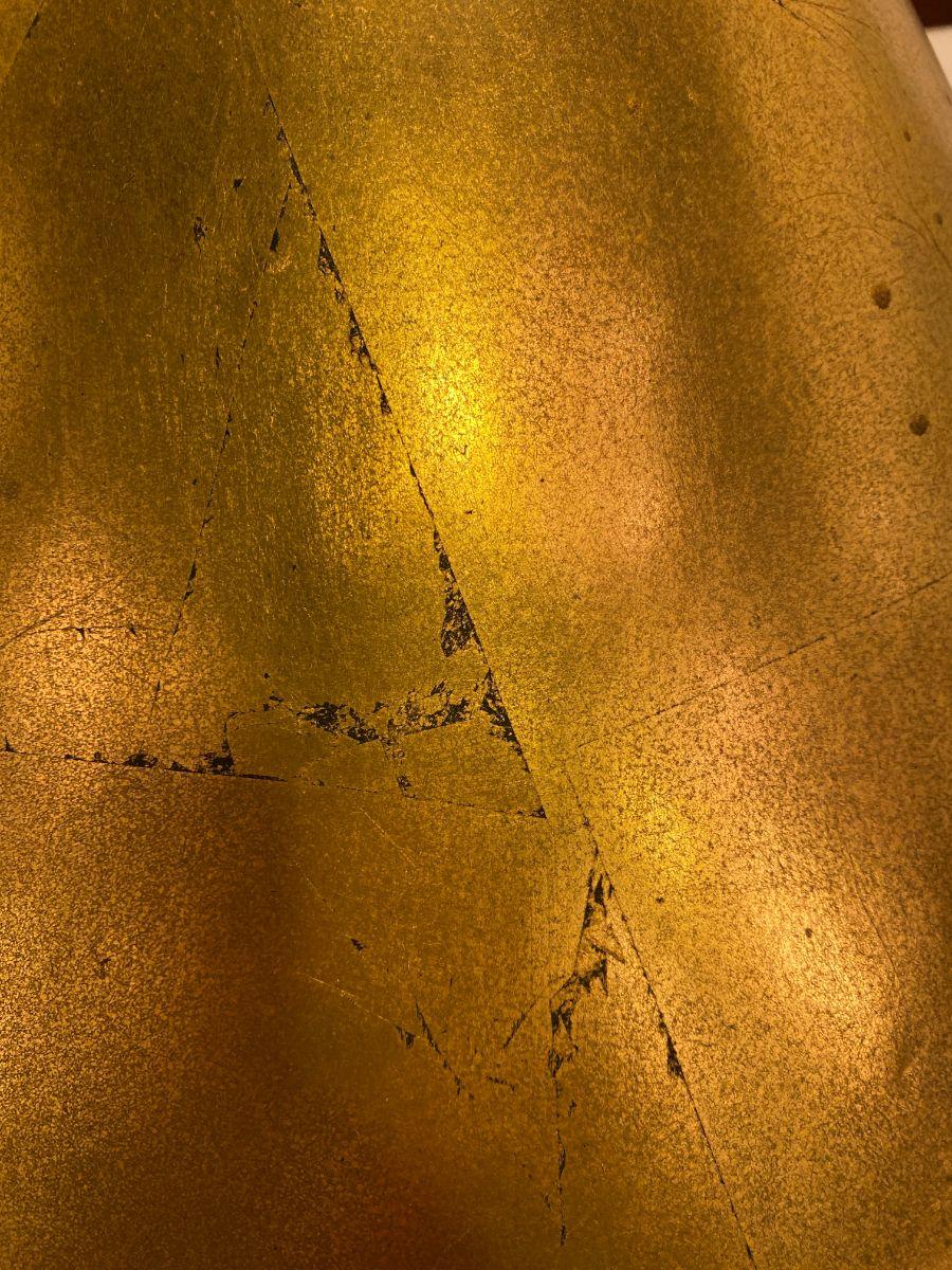 American Modern Lucite & Gold Leaf Table Lamp/ Gold Leaf Shade, Van Teal For Sale 3