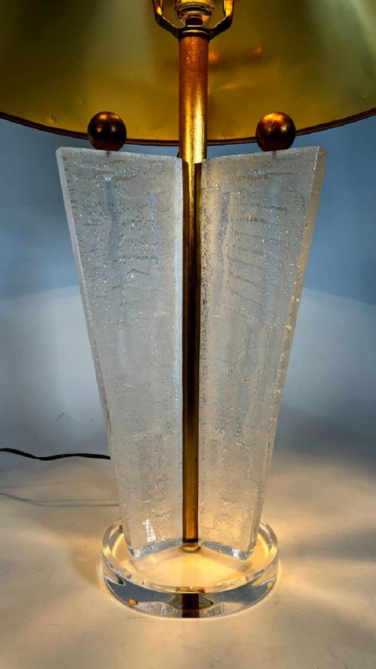American Modern Lucite & Gold Leaf Table Lamp/ Gold Leaf Shade, Van Teal For Sale 5