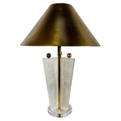 American Modern Lucite & Gold Leaf Table Lamp/ Gold Leaf Shade, Van Teal