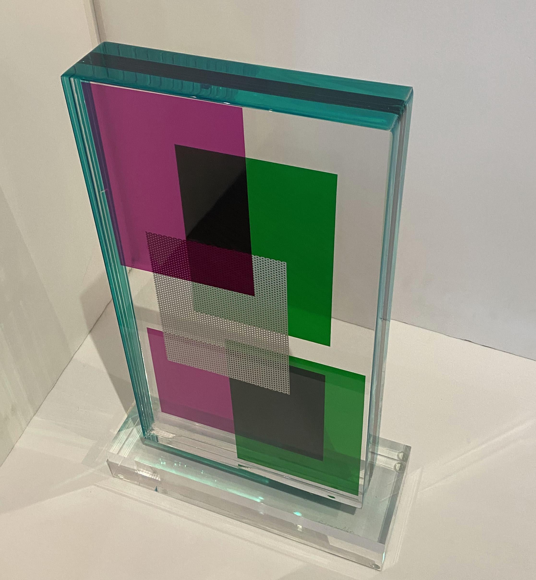 American Modern Lucite Monolithic Sculpture, Grace Absi In Good Condition For Sale In Hollywood, FL