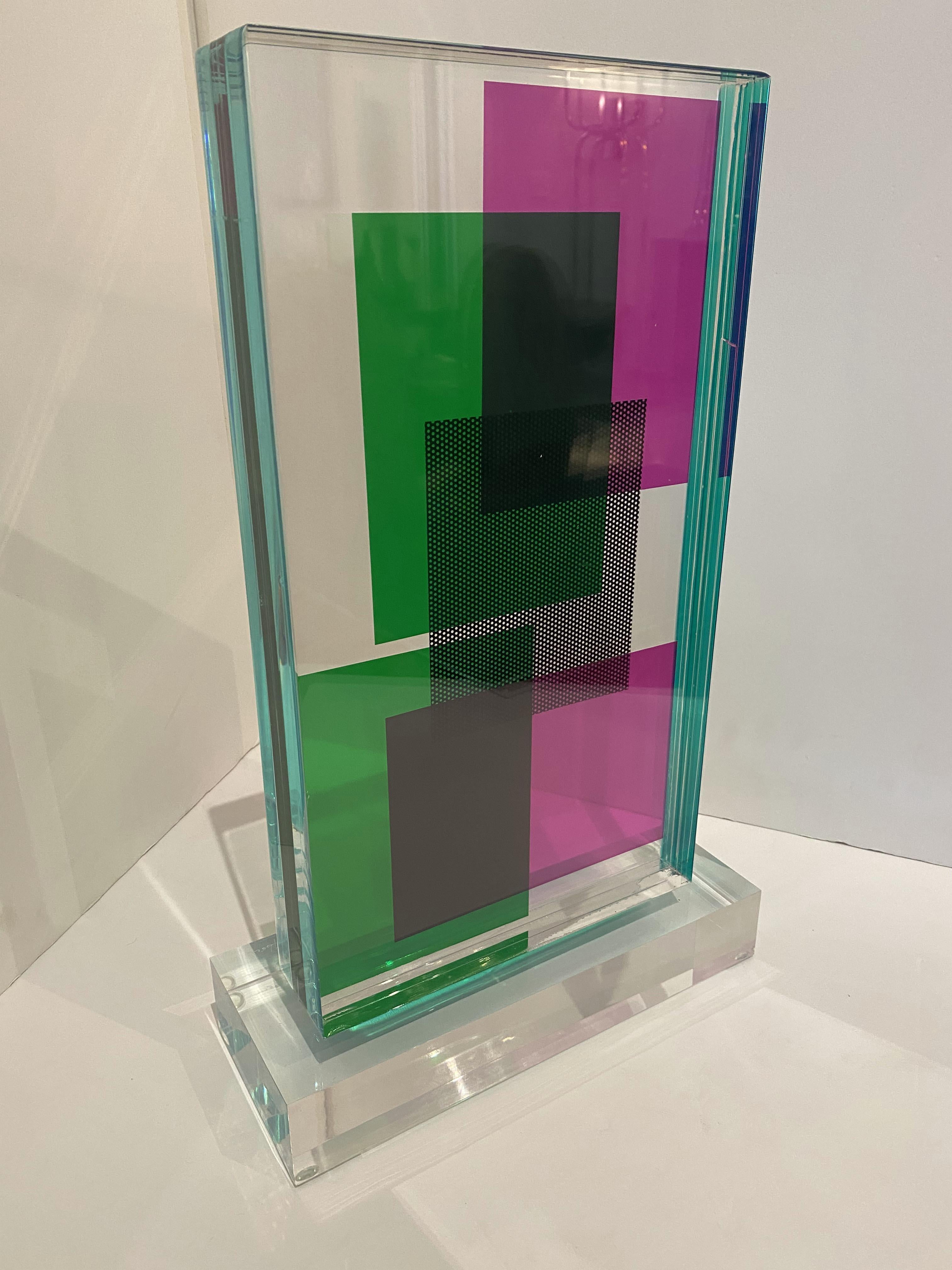 American Modern Lucite Monolithic Sculpture, Grace Absi For Sale 4