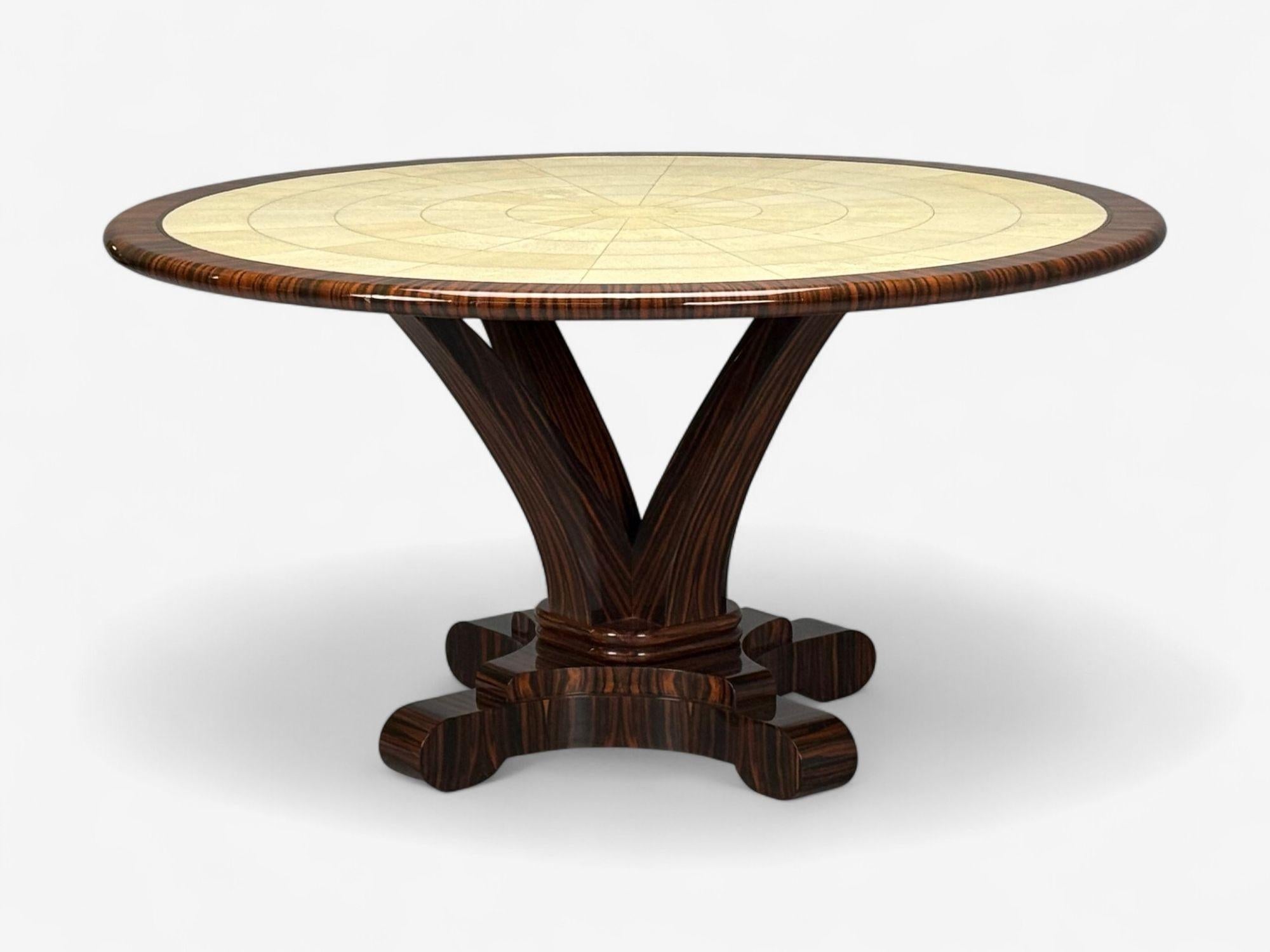Moderne américain, ébène de Macassar, galuchat, laiton, table, USA, 2010s Bon état - En vente à Manhasset, NY