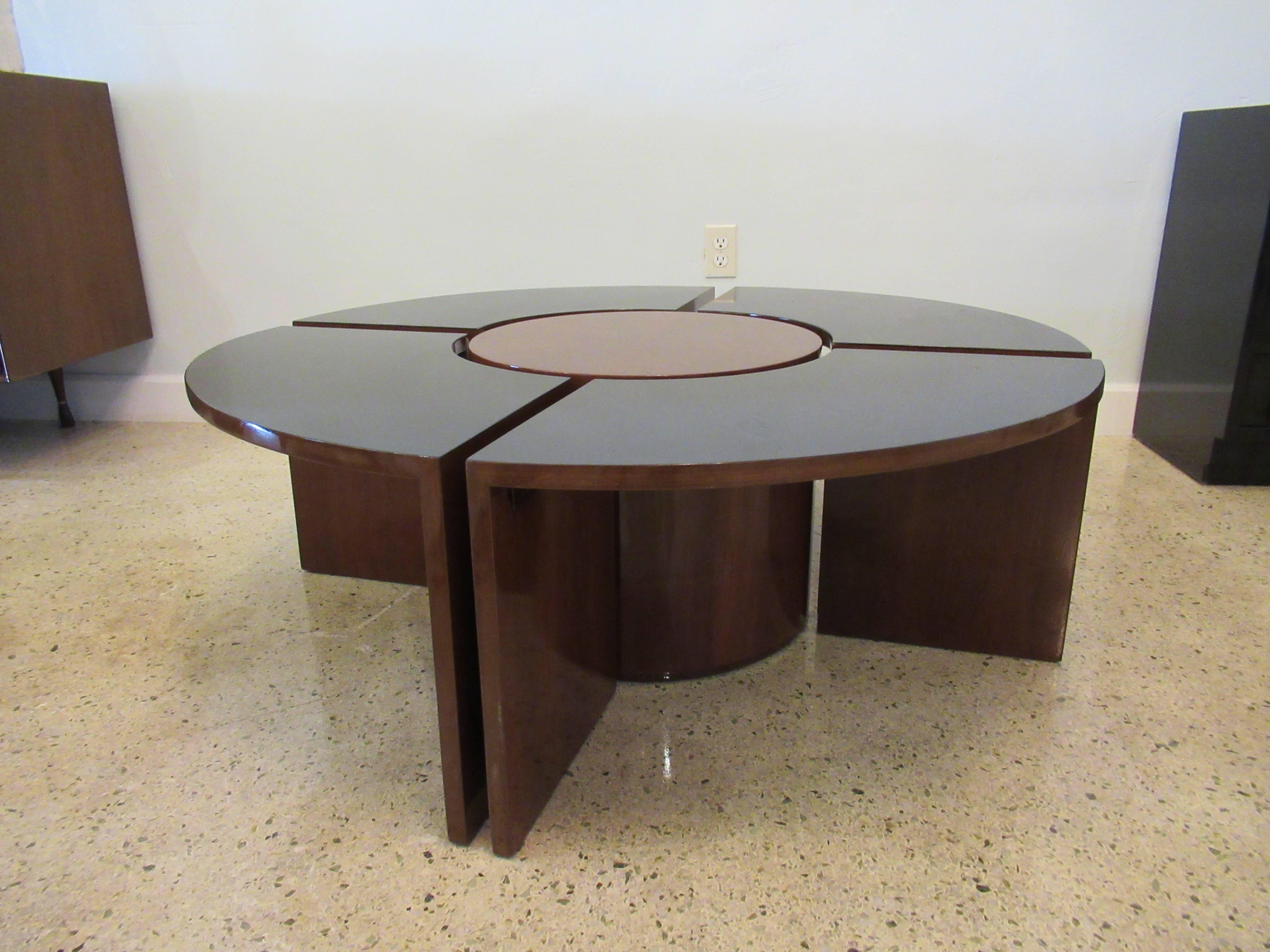 American Modern Mahogany and Lacquer 5 Piece Prototype Low Table, Harvey Probber In Good Condition For Sale In Hollywood, FL