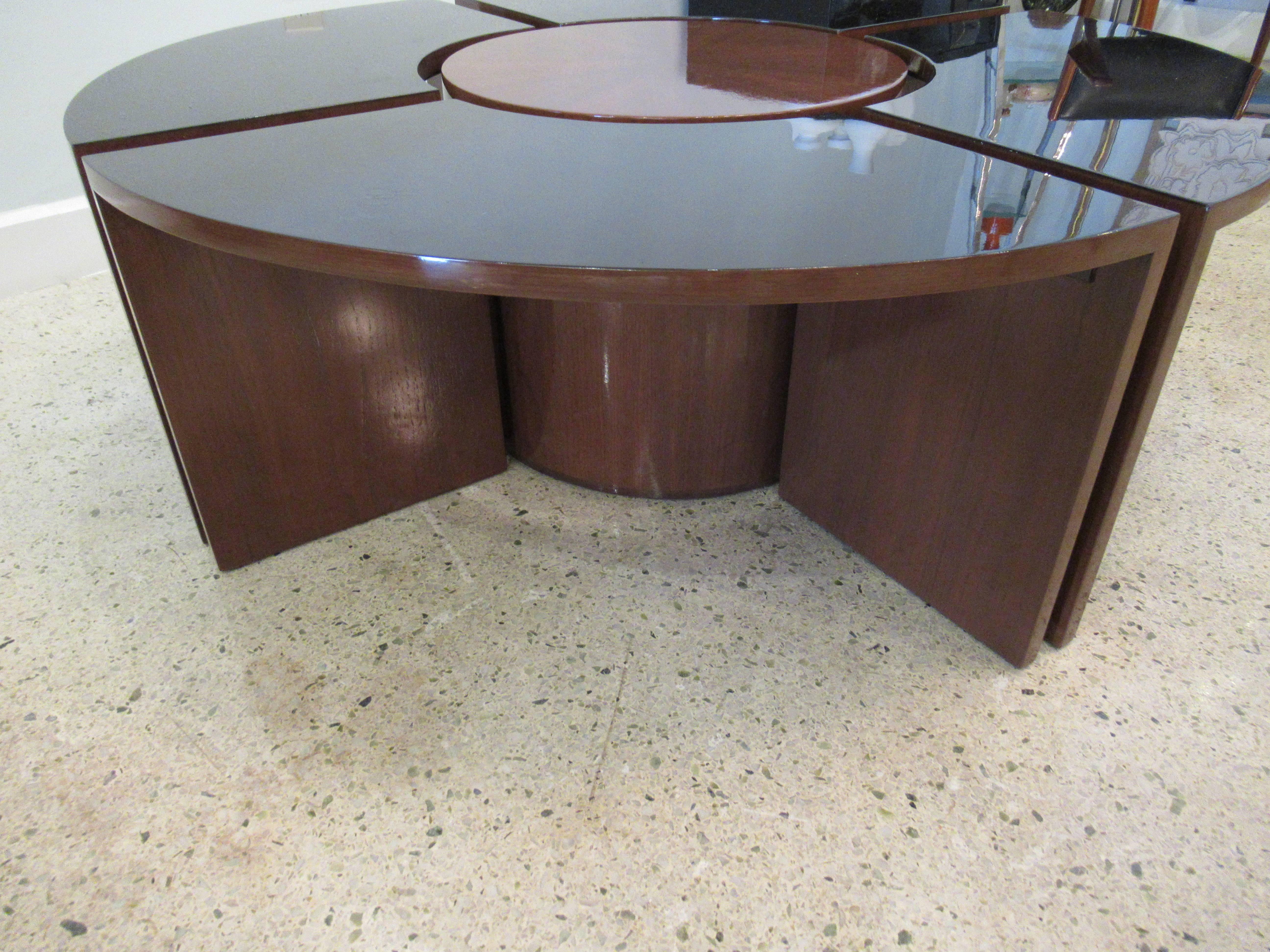 American Modern Mahogany and Lacquer 5 Piece Prototype Low Table, Harvey Probber For Sale 2