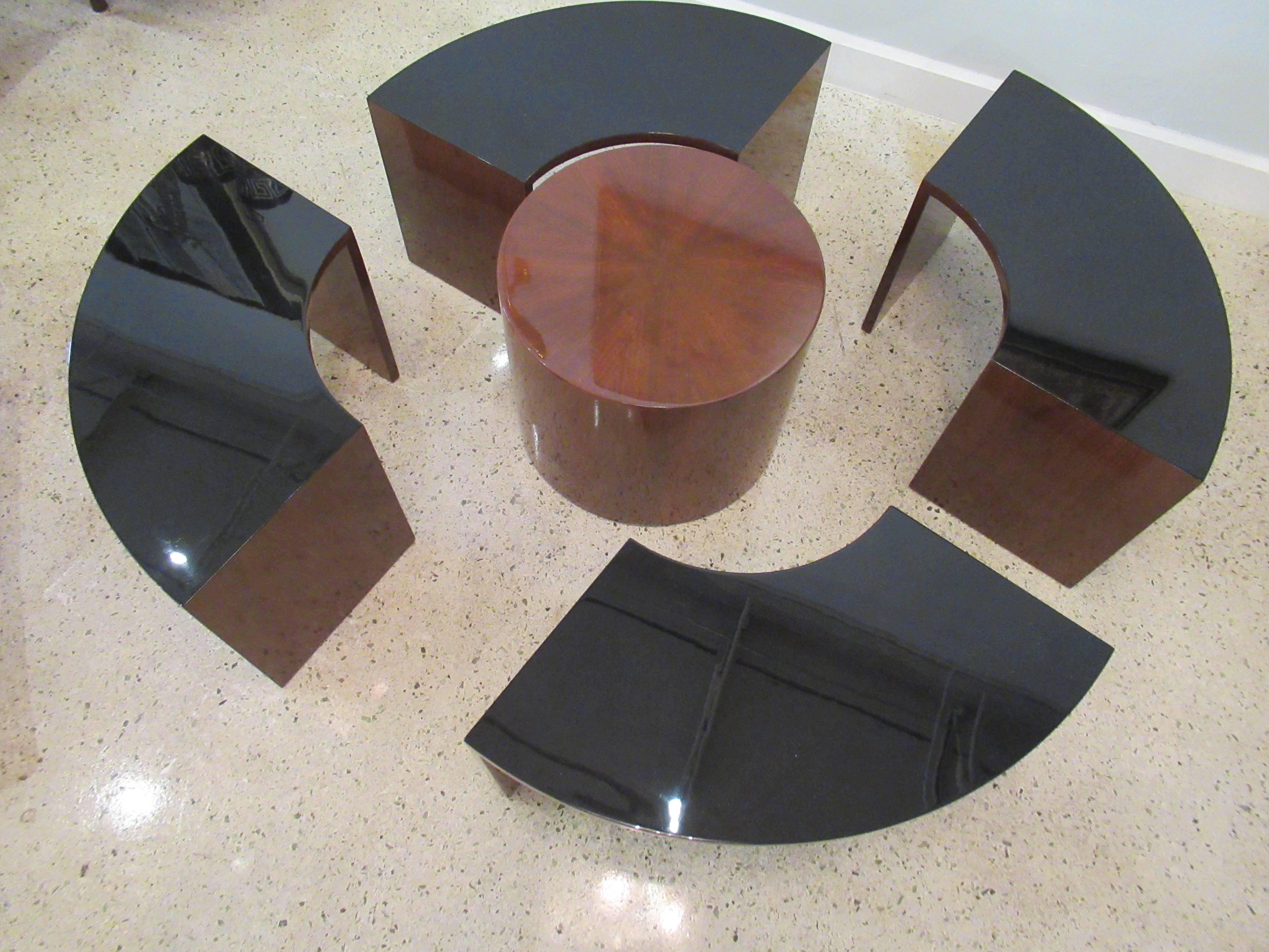 American Modern Mahogany and Lacquer 5 Piece Prototype Low Table, Harvey Probber For Sale 4