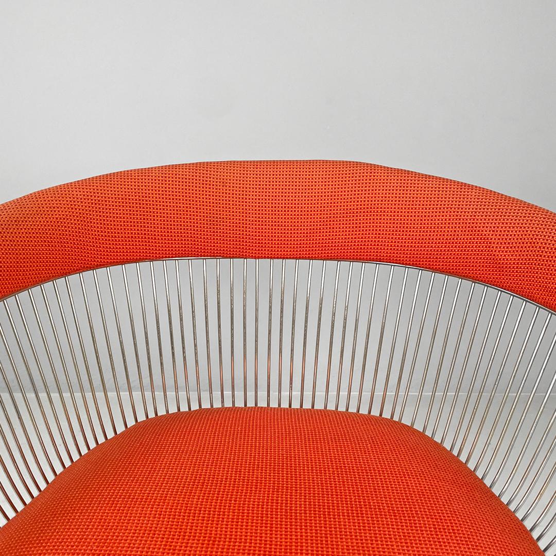 Sedie moderne americane in metallo e tessuto rosso di Warren Platner per Knoll, anni '70 in vendita 3