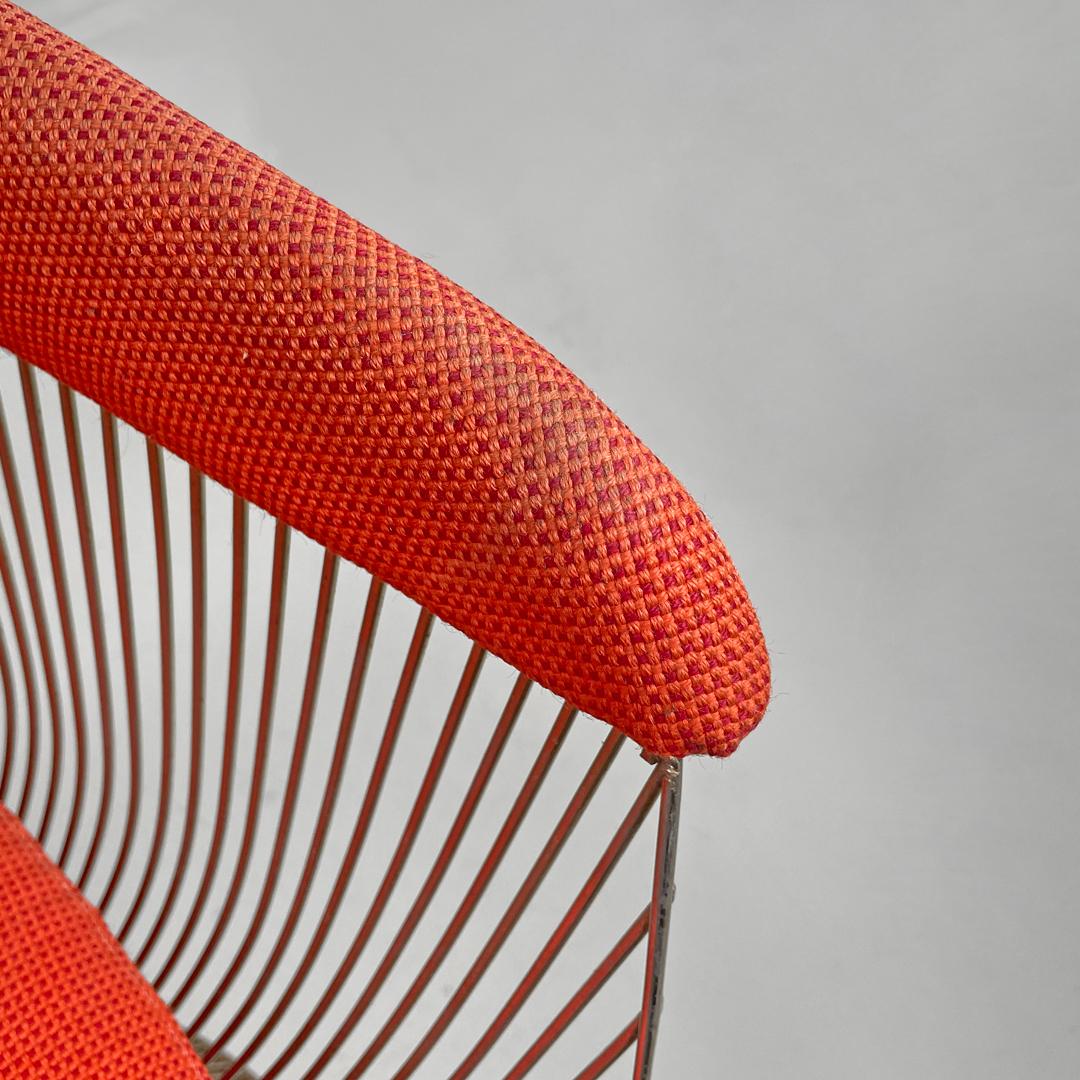 Sedie moderne americane in metallo e tessuto rosso di Warren Platner per Knoll, anni '70 in vendita 7