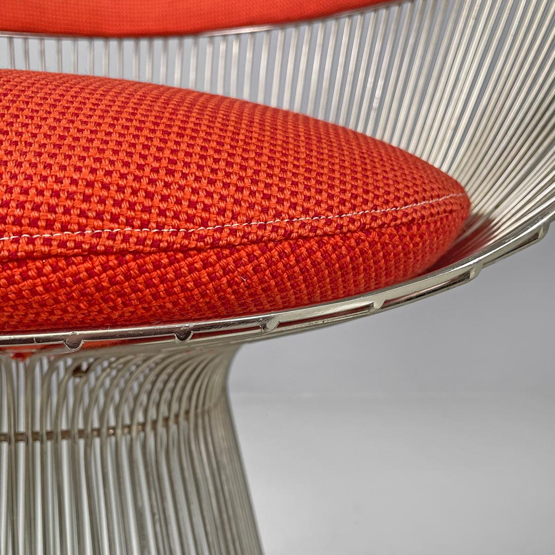 Sedie moderne americane in metallo e tessuto rosso di Warren Platner per Knoll, anni '70 in vendita 9