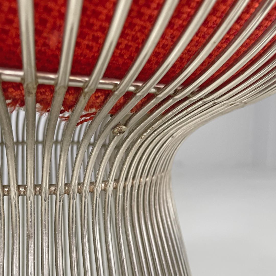 Sedie moderne americane in metallo e tessuto rosso di Warren Platner per Knoll, anni '70 in vendita 10
