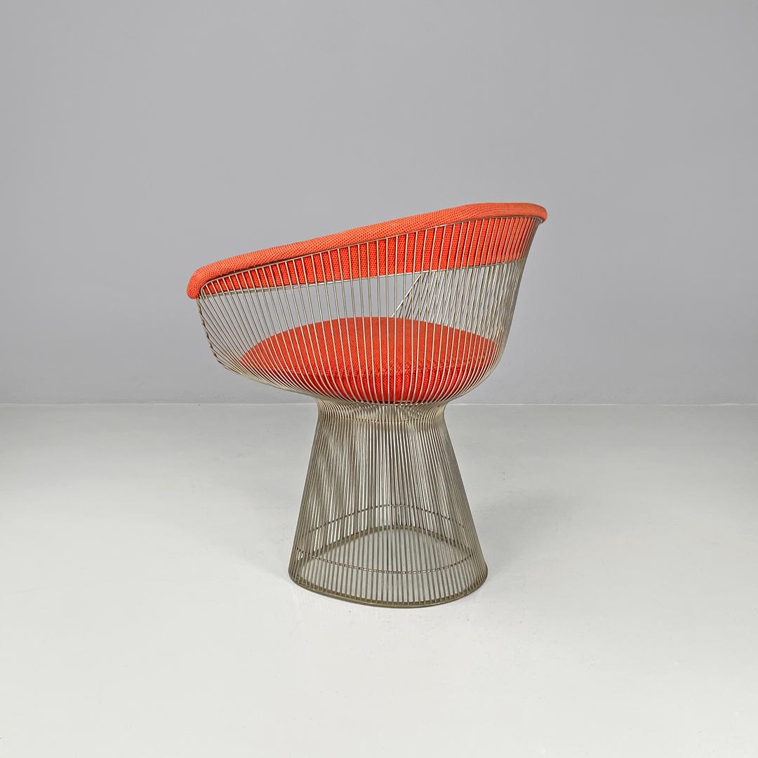 Fine XX secolo Sedie moderne americane in metallo e tessuto rosso di Warren Platner per Knoll, anni '70 in vendita