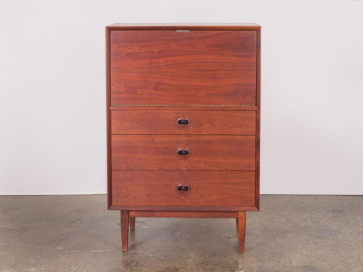 American Modern Midcentury Walnut Secretary with Pull-Out Desk In Excellent Condition In Brooklyn, NY
