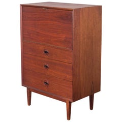 American Modern Midcentury Walnut Secretary with Pull-Out Desk