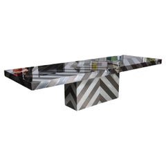 American Modern Mixed Metal Extension Dining Table, Paul Evans