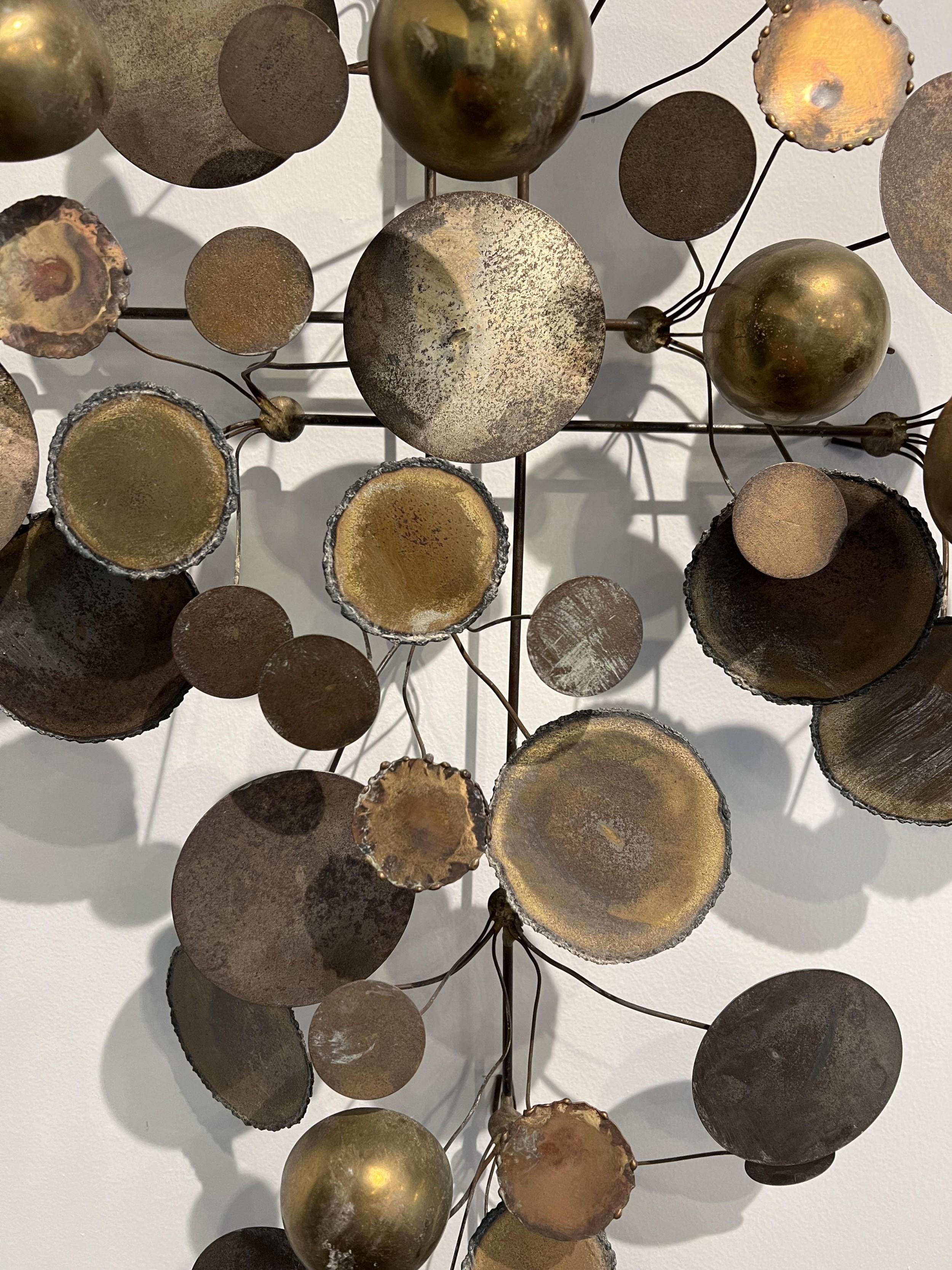 Mid-Century Modern American Modern Mixed Metal Wall Sculpture, Curtis Jere