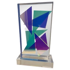 American Modern Monolithic Hand Colored Lucite Sculpture, Grace Absi
