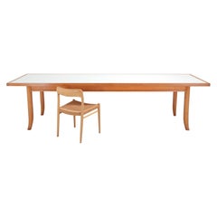 American Modern Oak Dining Table with Saber Legs Made in Japan