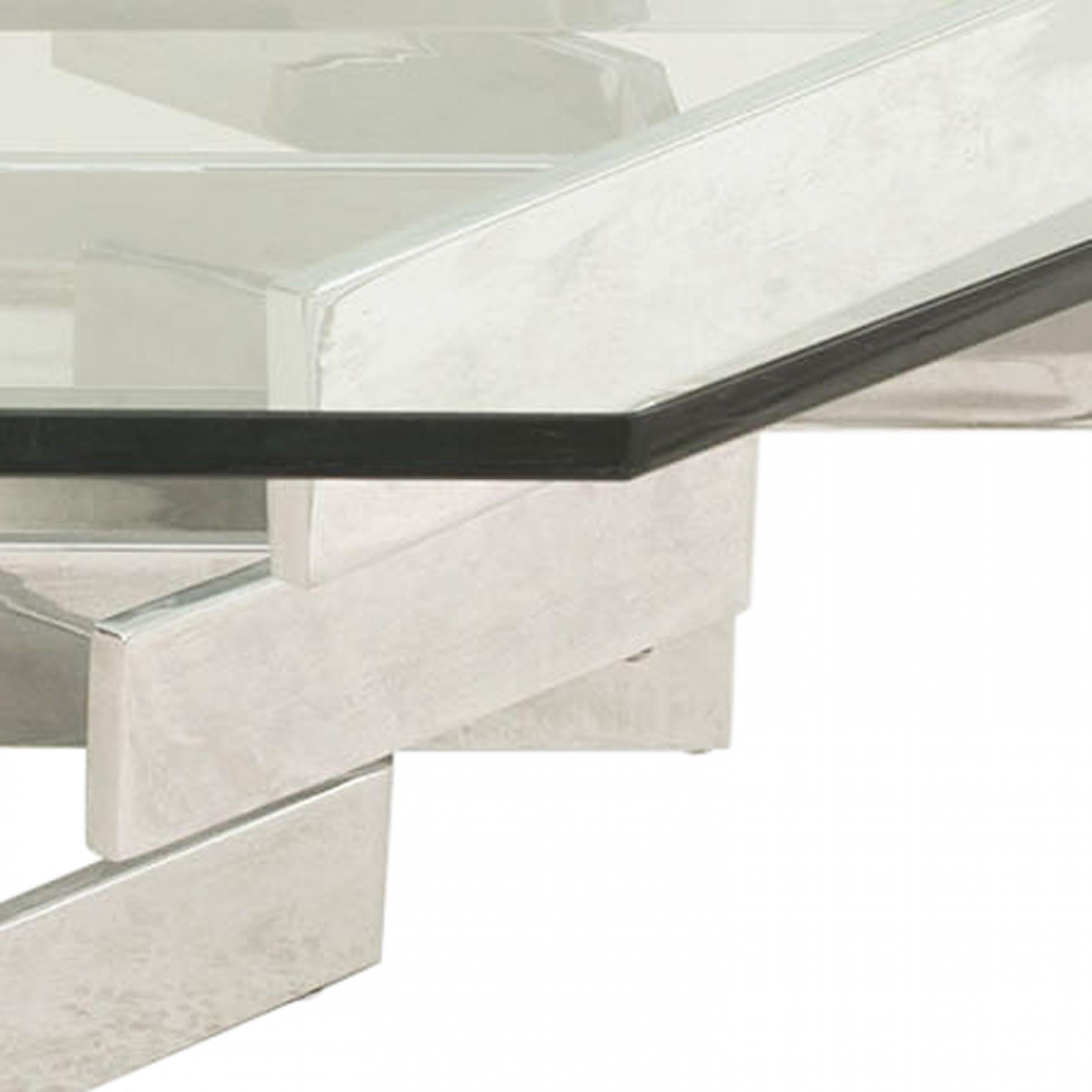 Moderne Table basse octogonale américaine moderne en chrome et verre en vente