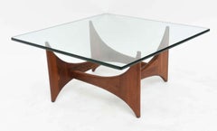 American Modern Pair of Walnut and Glass Low Tables by Adrian Pearsall