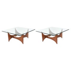 American Modern Pair of Walnut and Glass Low Tables by Adrian Pearsall