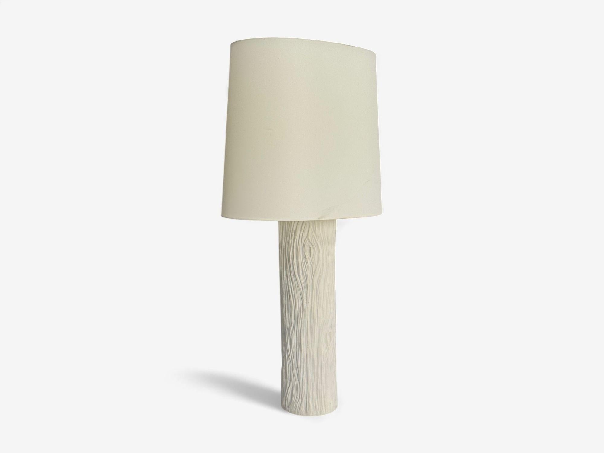 Lampe de table moderne américaine, en plâtre et en faux bois, États-Unis, années 1970 en vente 1