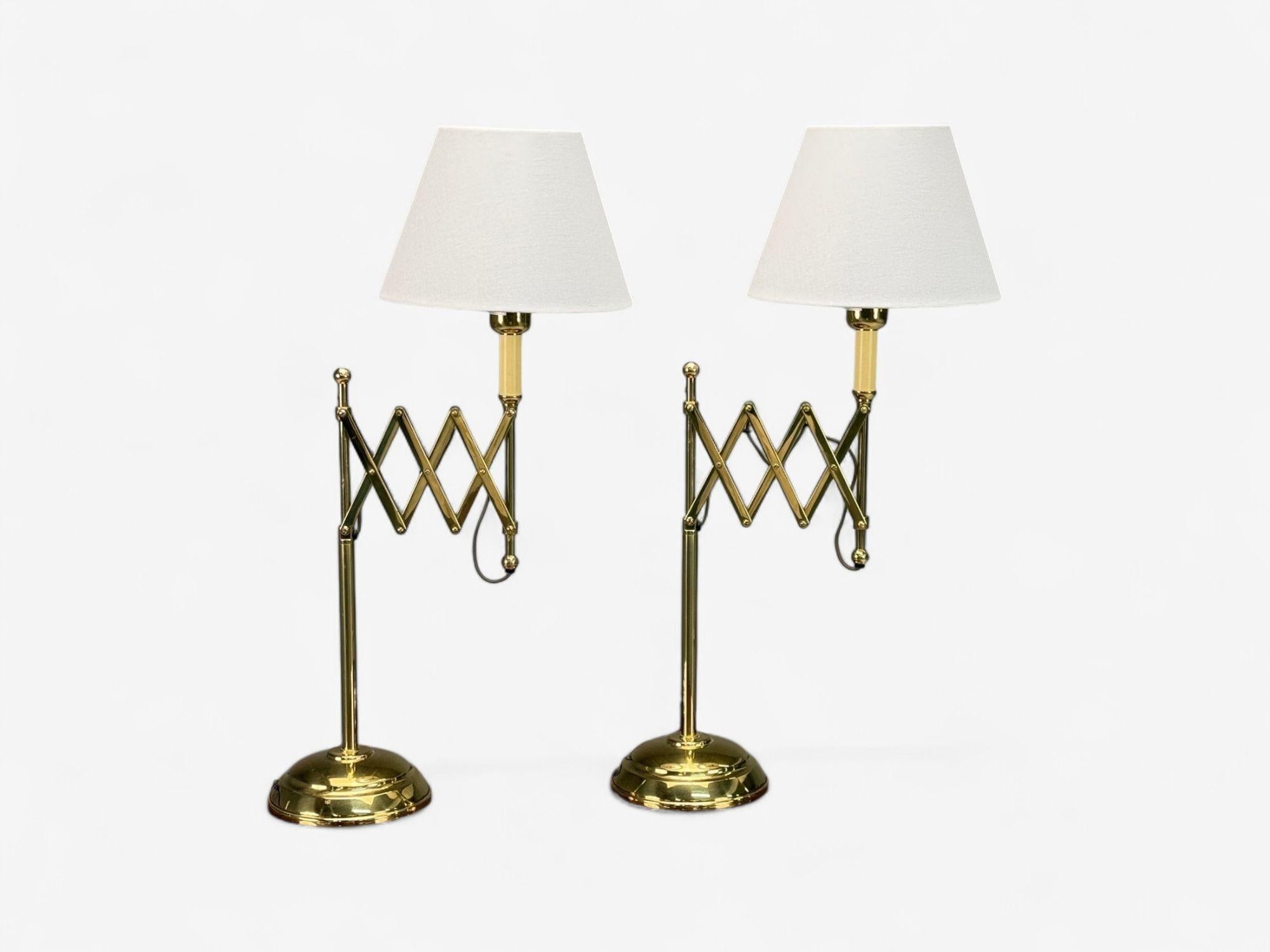 American Modern, Polished Brass, Adjustable Table Lamps, USA, 1980s For Sale 1