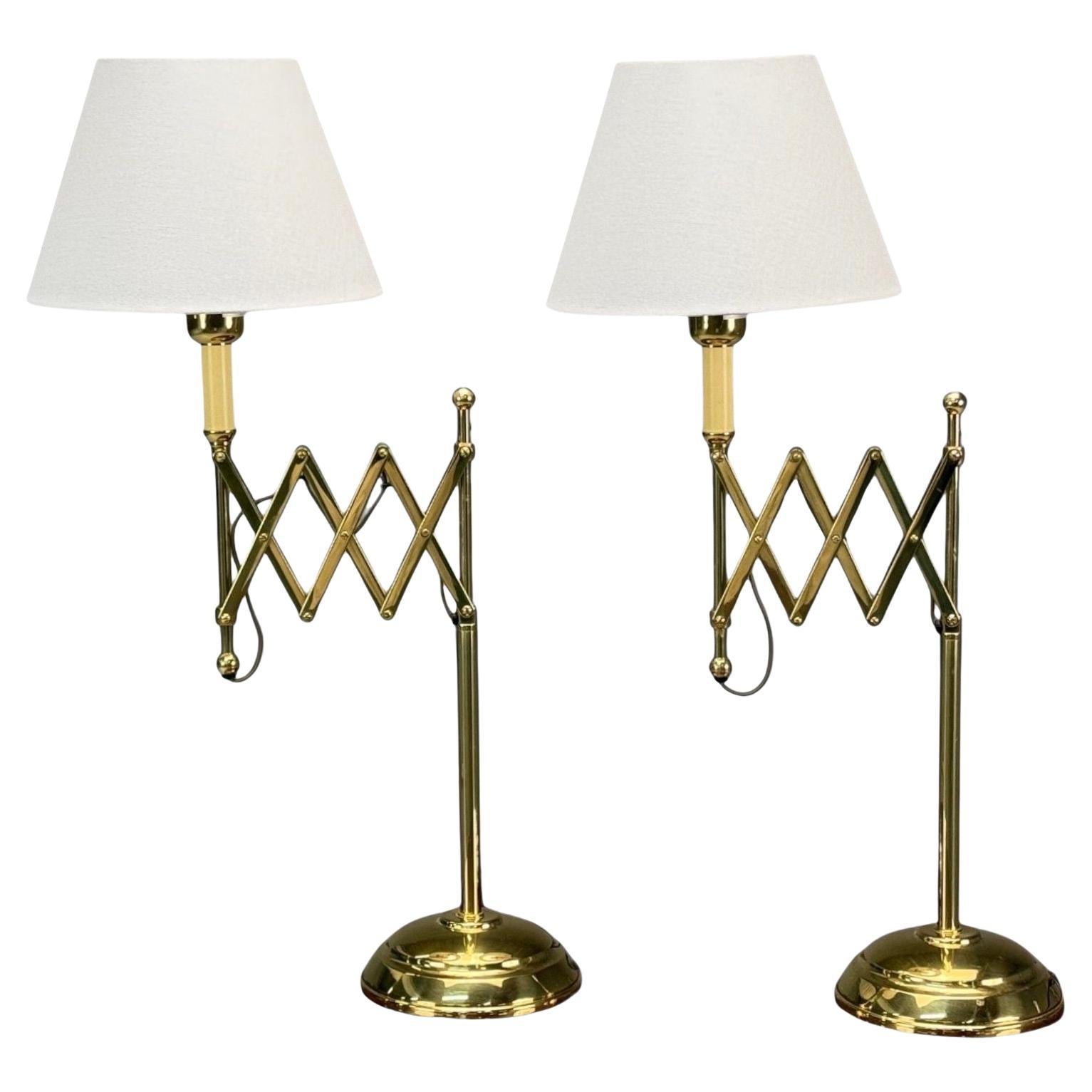 American Modern, Polished Brass, Adjustable Table Lamps, USA, 1980s For Sale