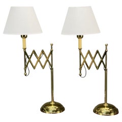 American Modern, Polished Brass, Adjustable Table Lamps, USA, 1980s
