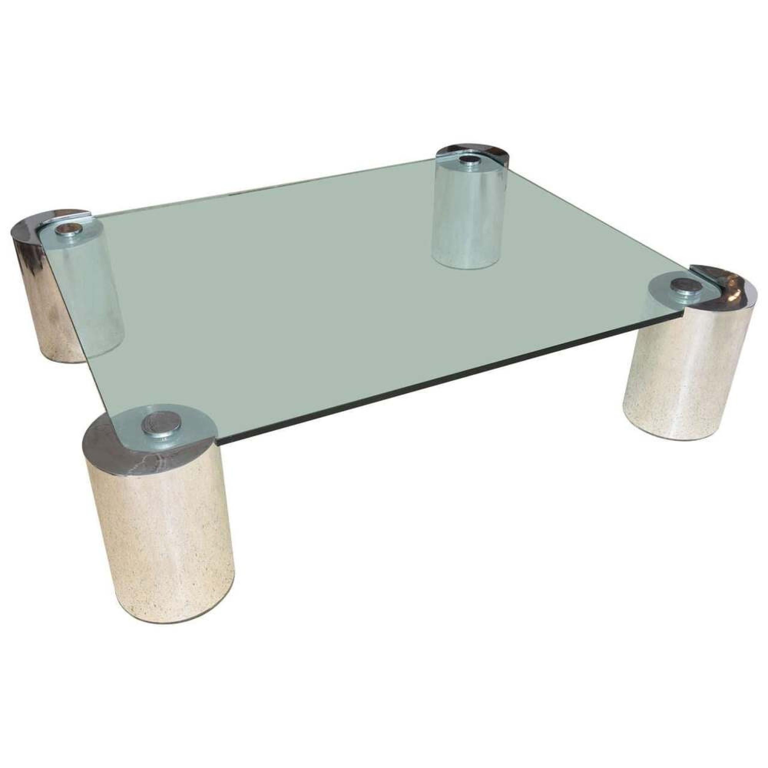 American Modern Polished Chrome and Glass Low Table, Karl Springer In Good Condition For Sale In Queens, NY