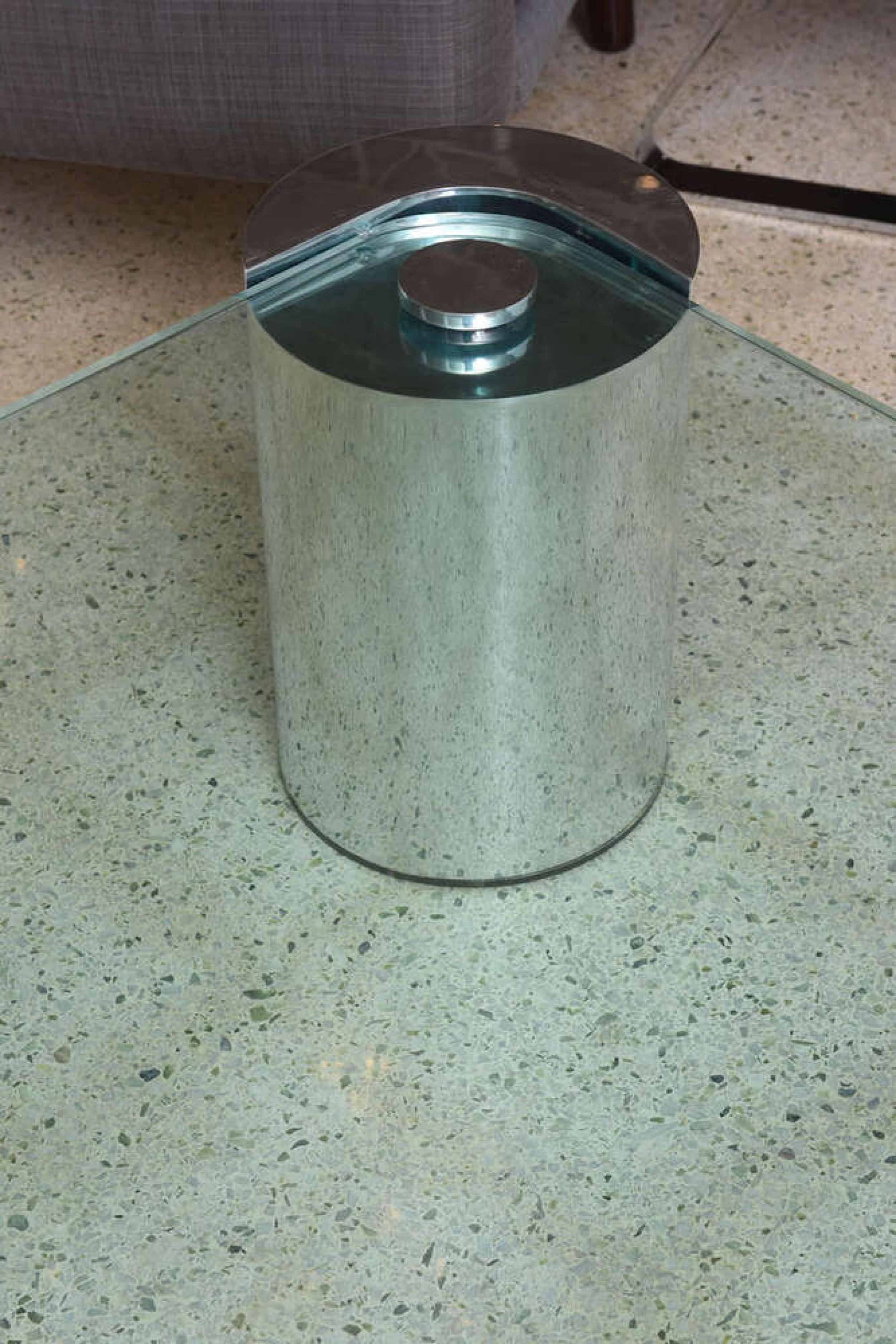 American Modern Polished Chrome and Glass Low Table, Karl Springer For Sale 1