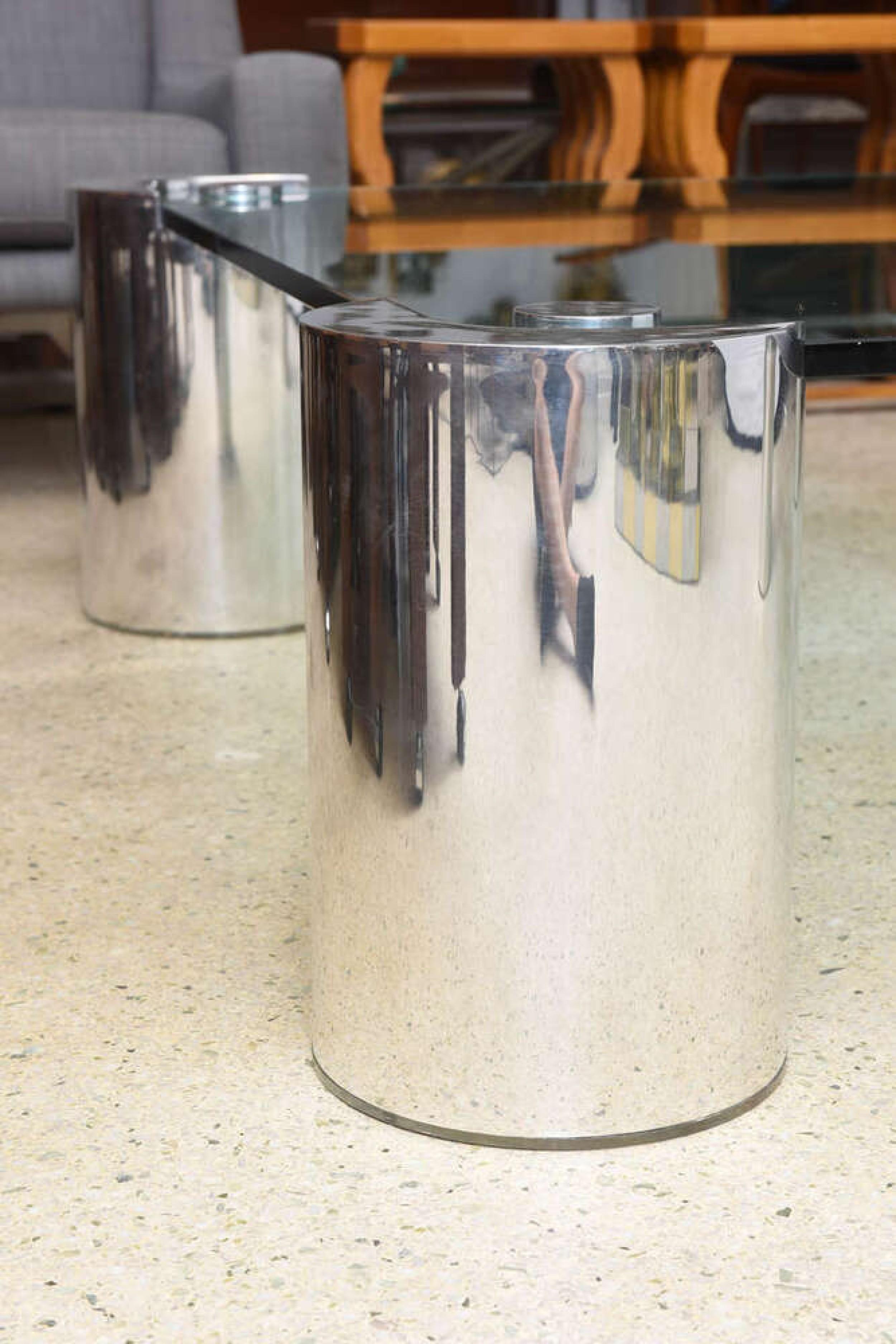 American Modern Polished Chrome and Glass Low Table, Karl Springer For Sale 4