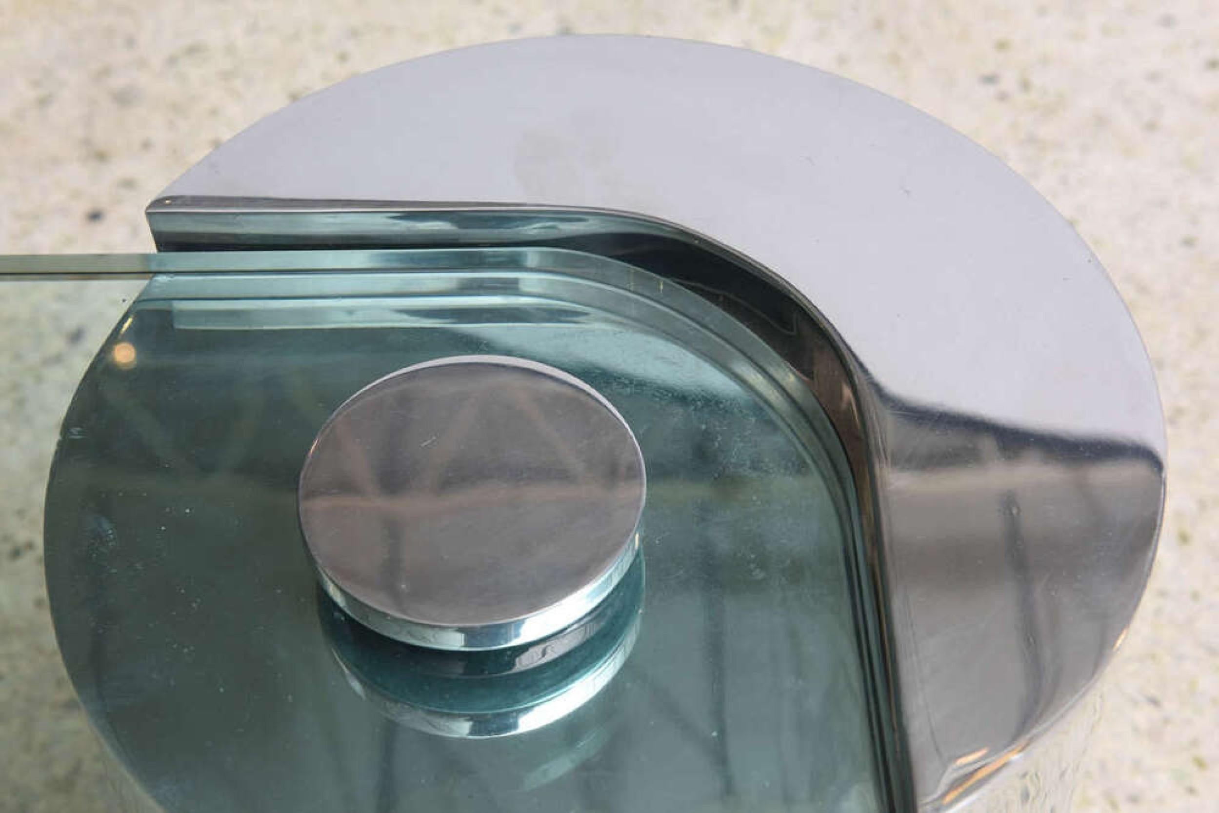 American Modern Polished Chrome and Glass Low Table, Karl Springer For Sale 5