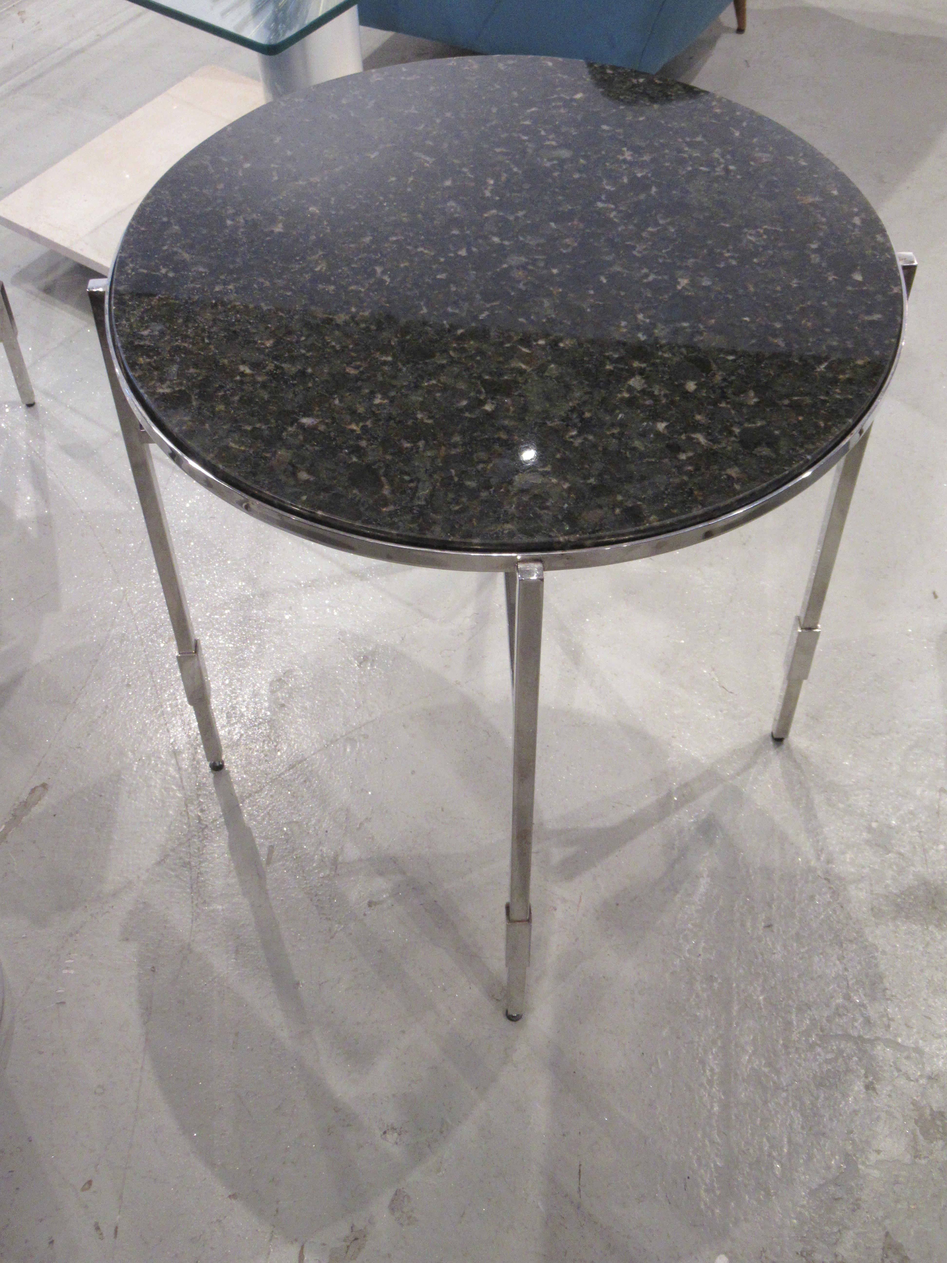Mid-Century Modern American Modern Polished Chrome & Granite Occasional Tables, Michael Graves For Sale