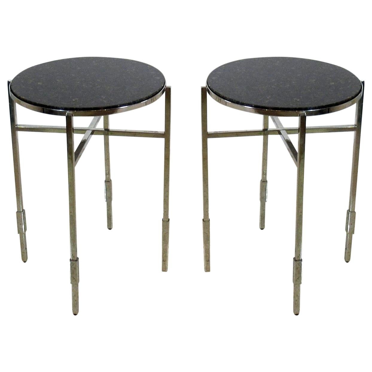 American Modern Polished Chrome & Granite Occasional Tables, Michael Graves For Sale