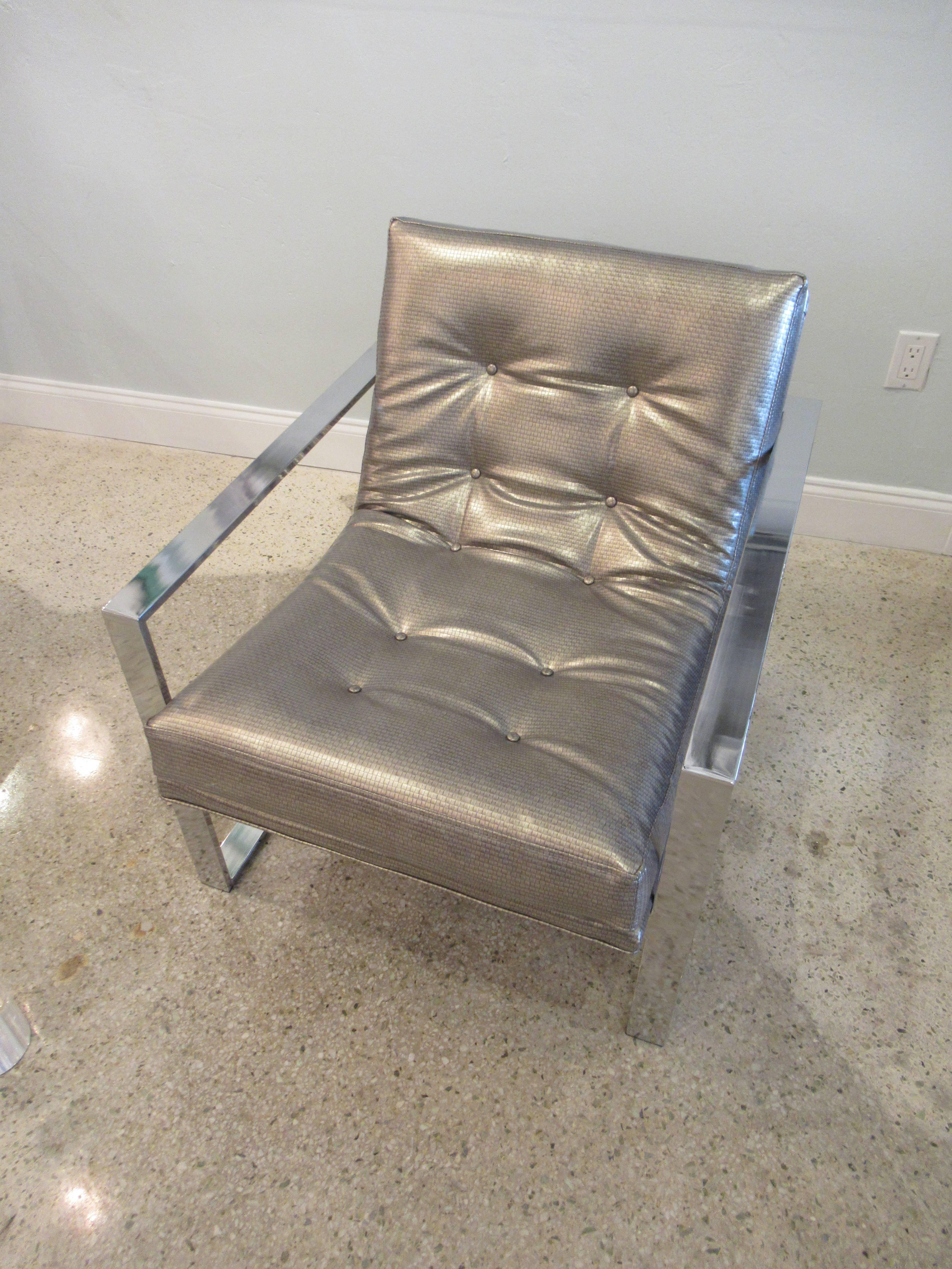 American Modern Polished Chrome Sling Chair, 1970s For Sale 5