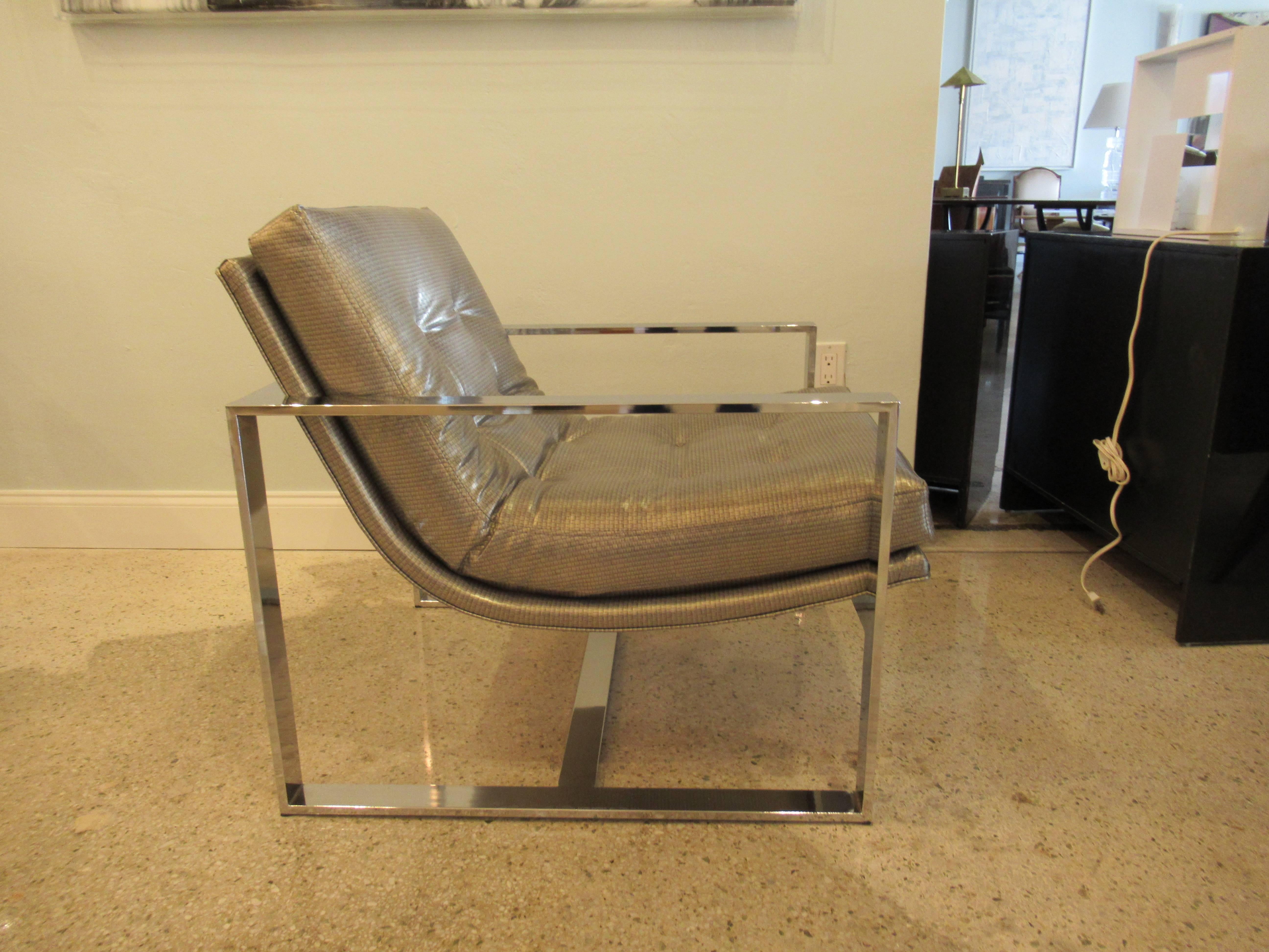 American Modern Polished Chrome Sling Chair, 1970s For Sale 2